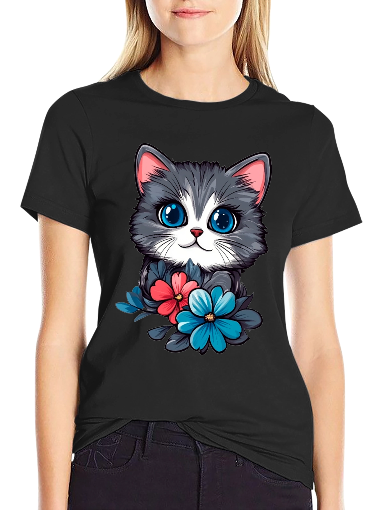 Cat & Floral T-Shirt