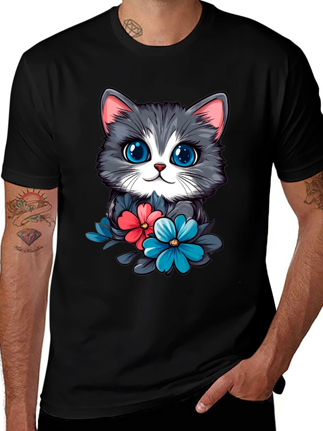 Cat & Floral T-Shirt