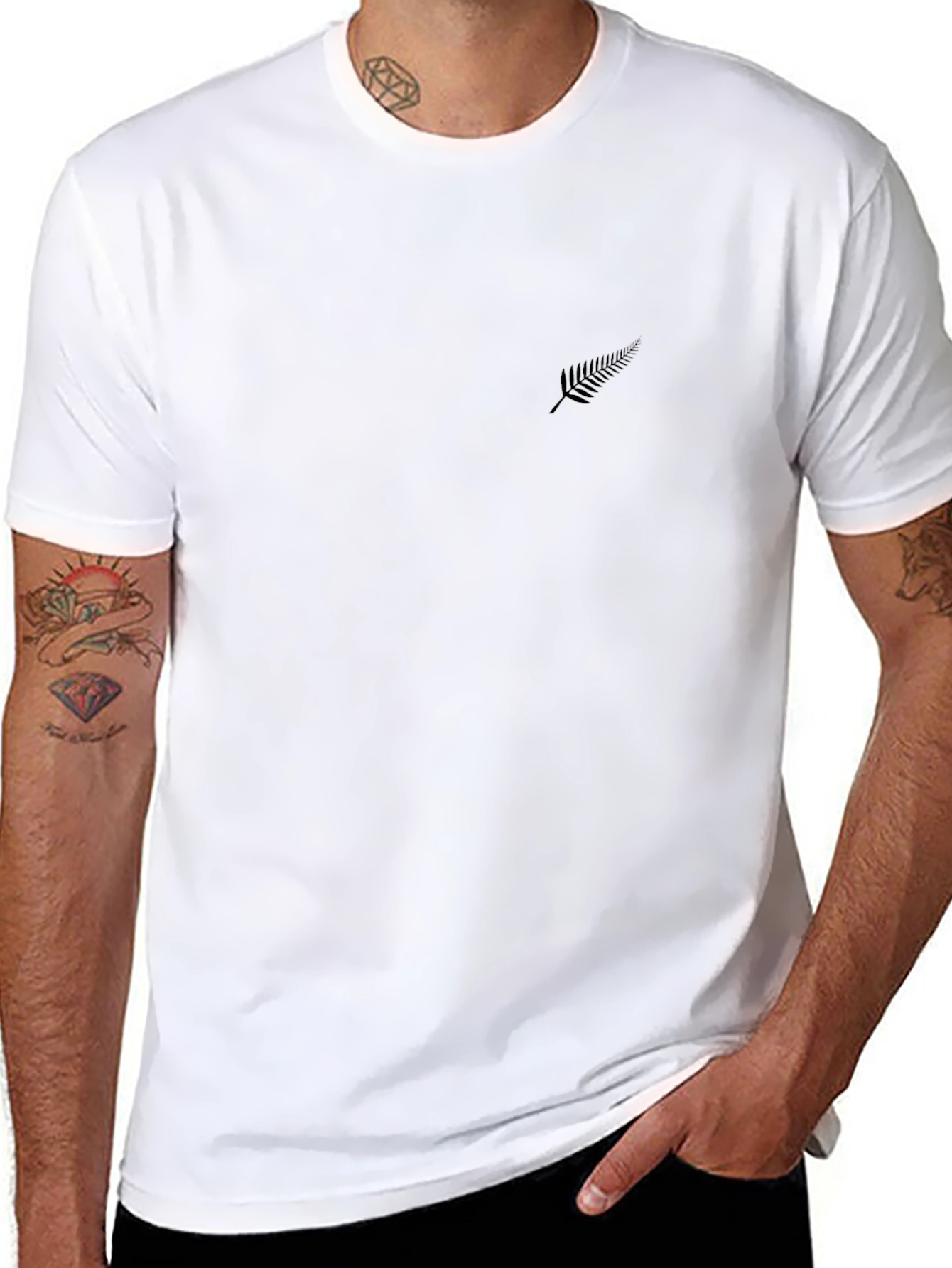 Mens Black T-Shirt with Fern Logo