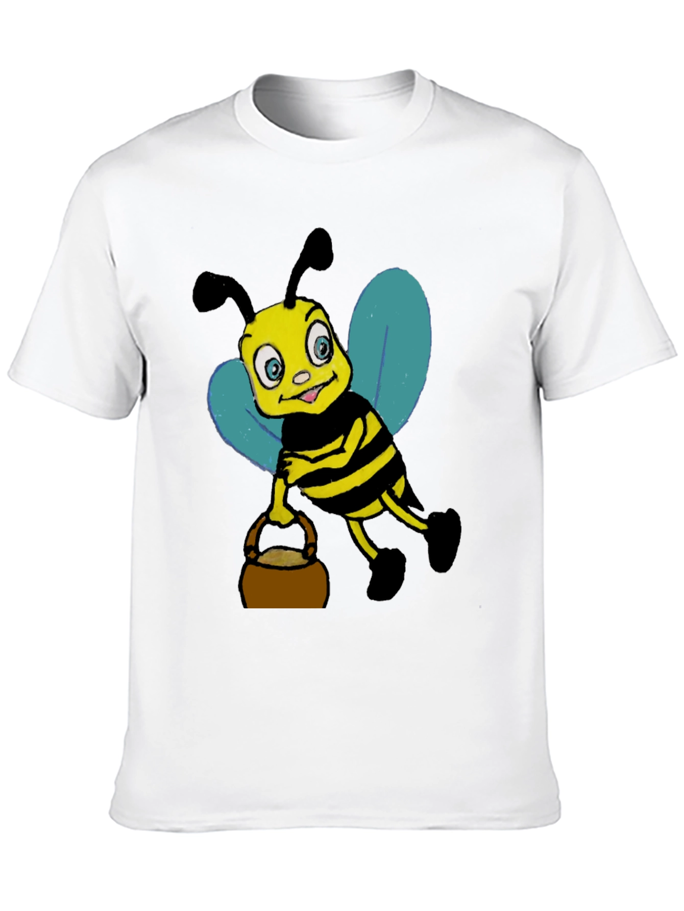 Cartoon Bee T-Shirt - Black Cotton Blend