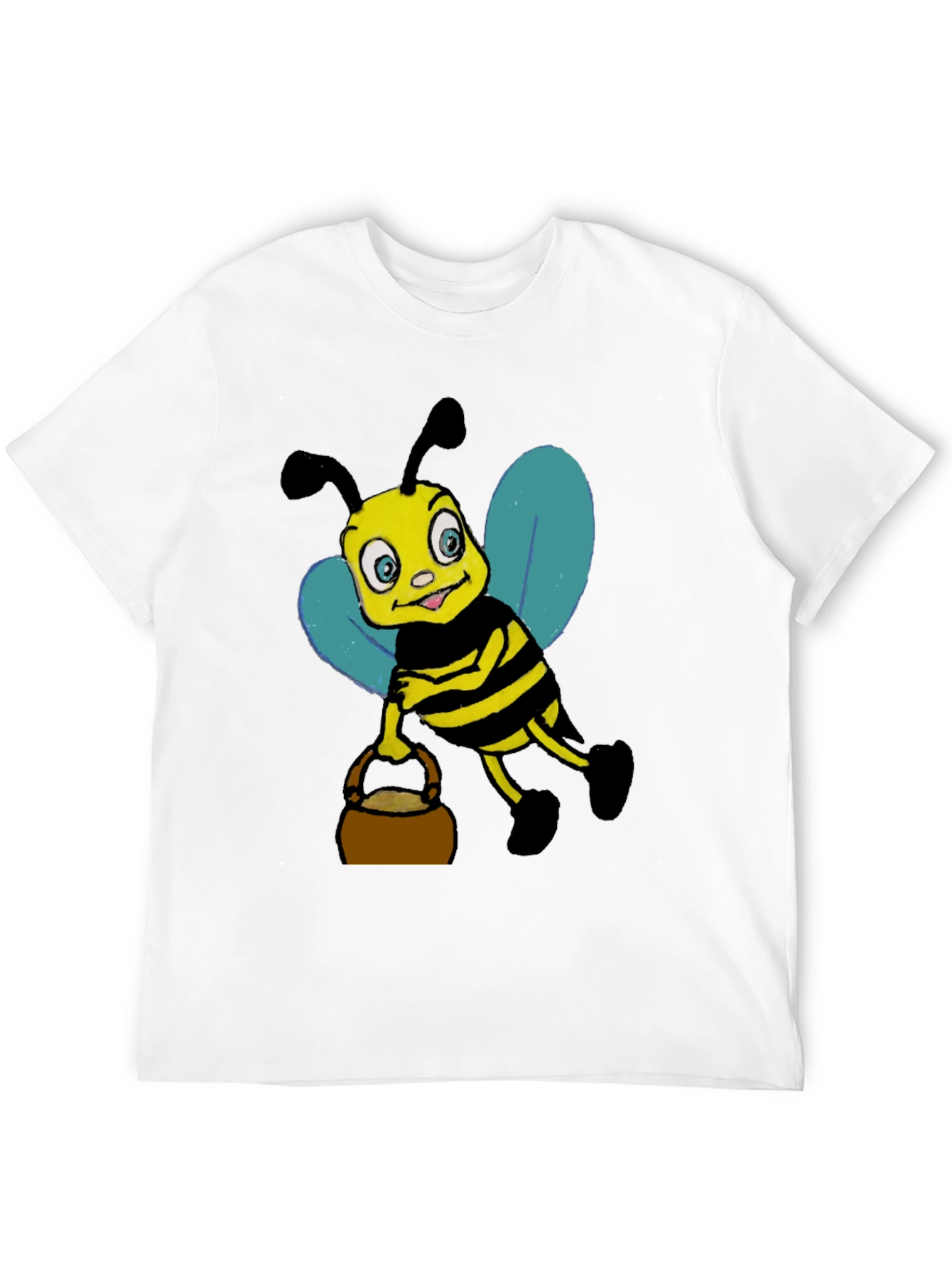 Cartoon Bee T-Shirt - Black Cotton Blend