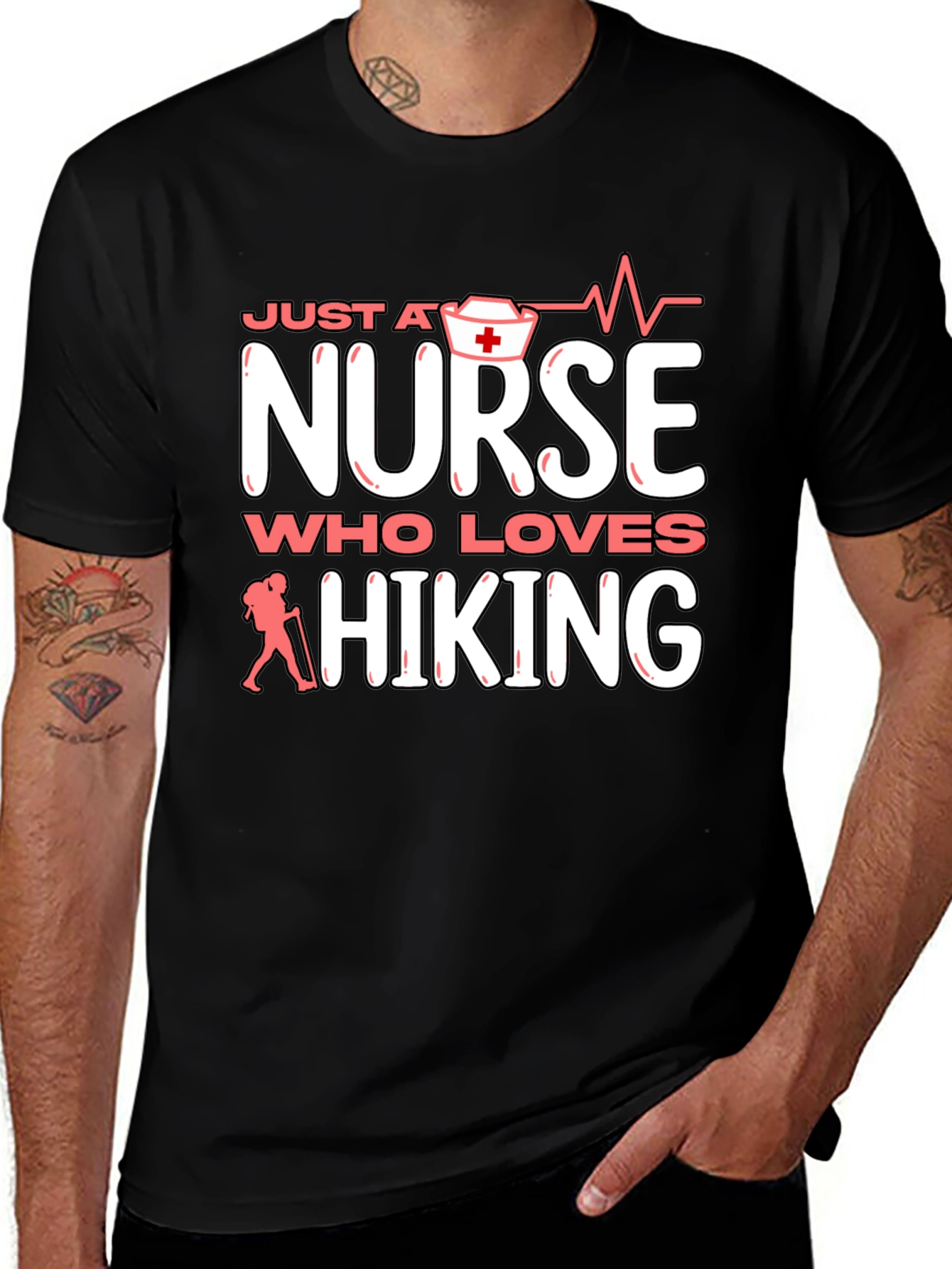 Nurse Who Loves Hiking Graphic T-Shirt