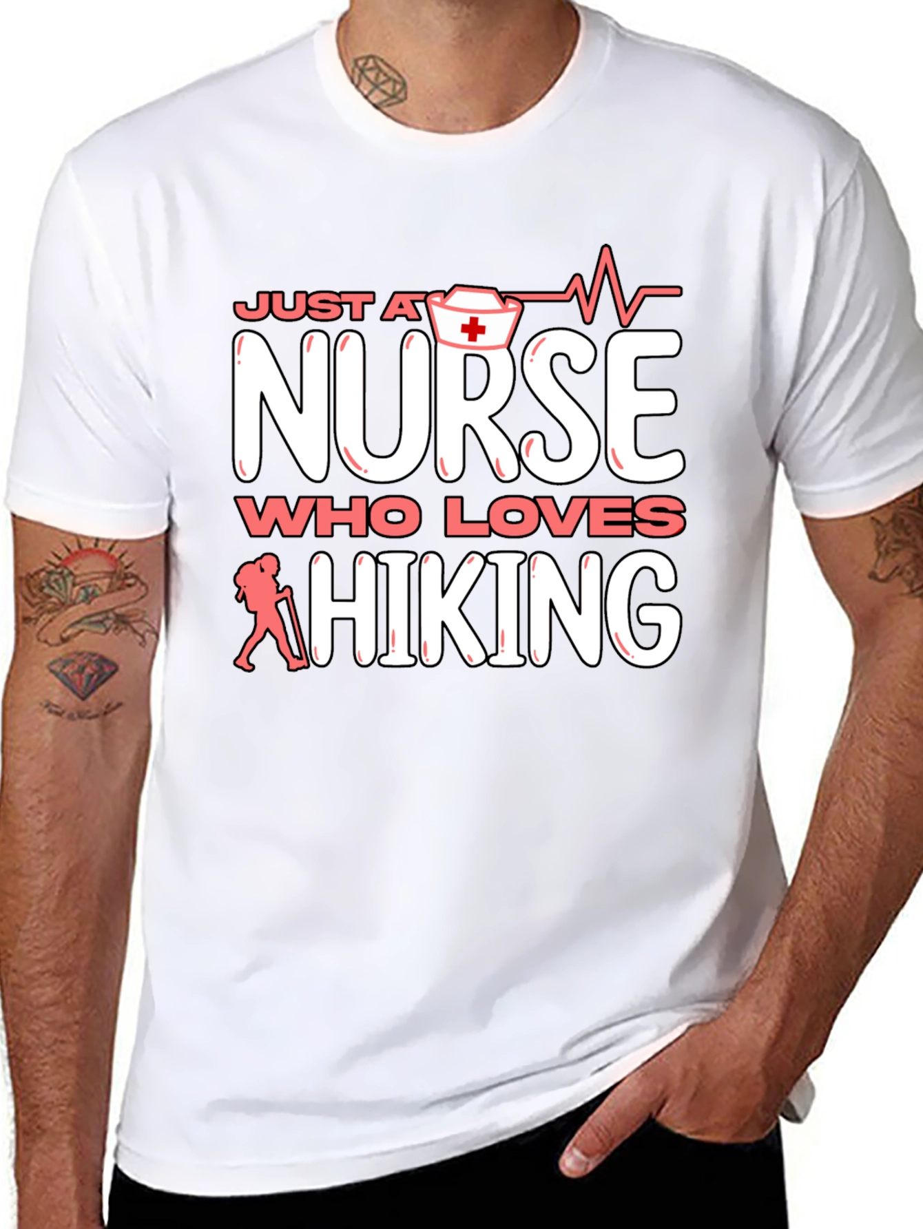 Nurse Who Loves Hiking Graphic T-Shirt