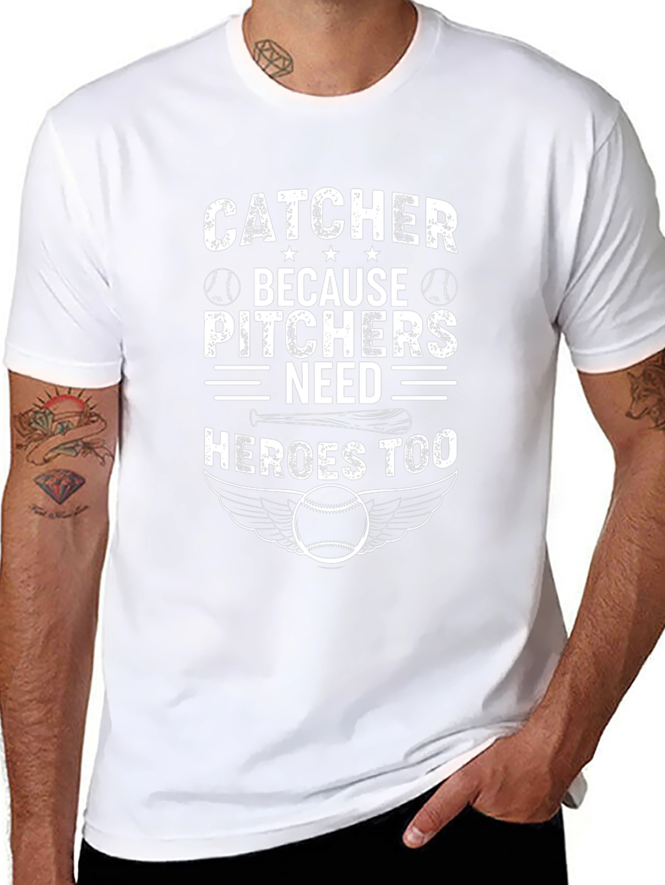 Catcher Because Pitchers Need Heroes Too Baseball T-Shirt
