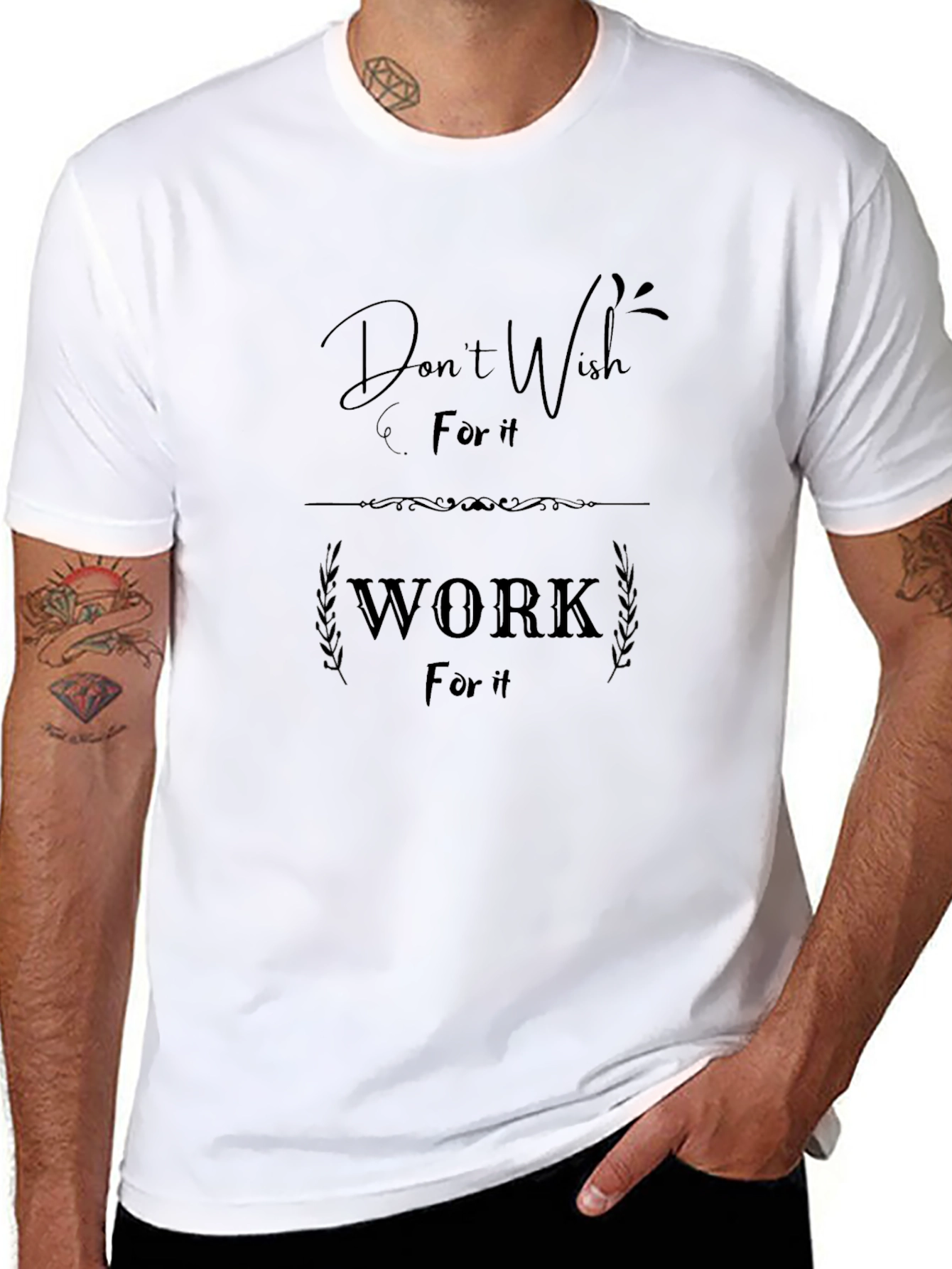 Motivational Black Graphic T-Shirt: Work For It