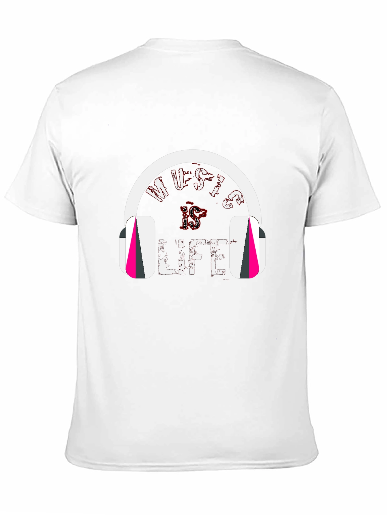 Music is Life Tee - Headphones Graphic Print