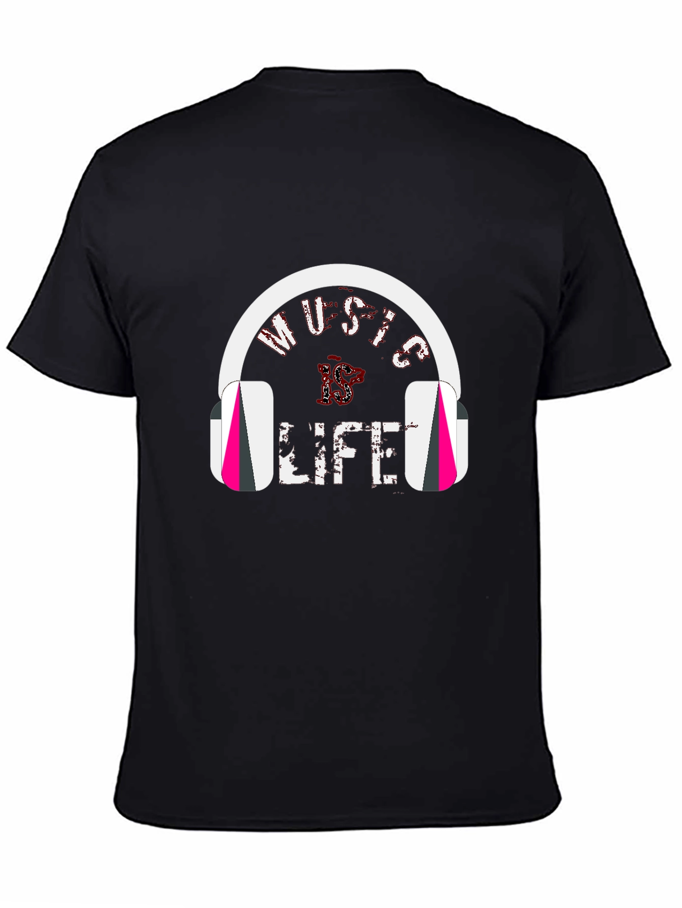 Music is Life Tee - Headphones Graphic Print