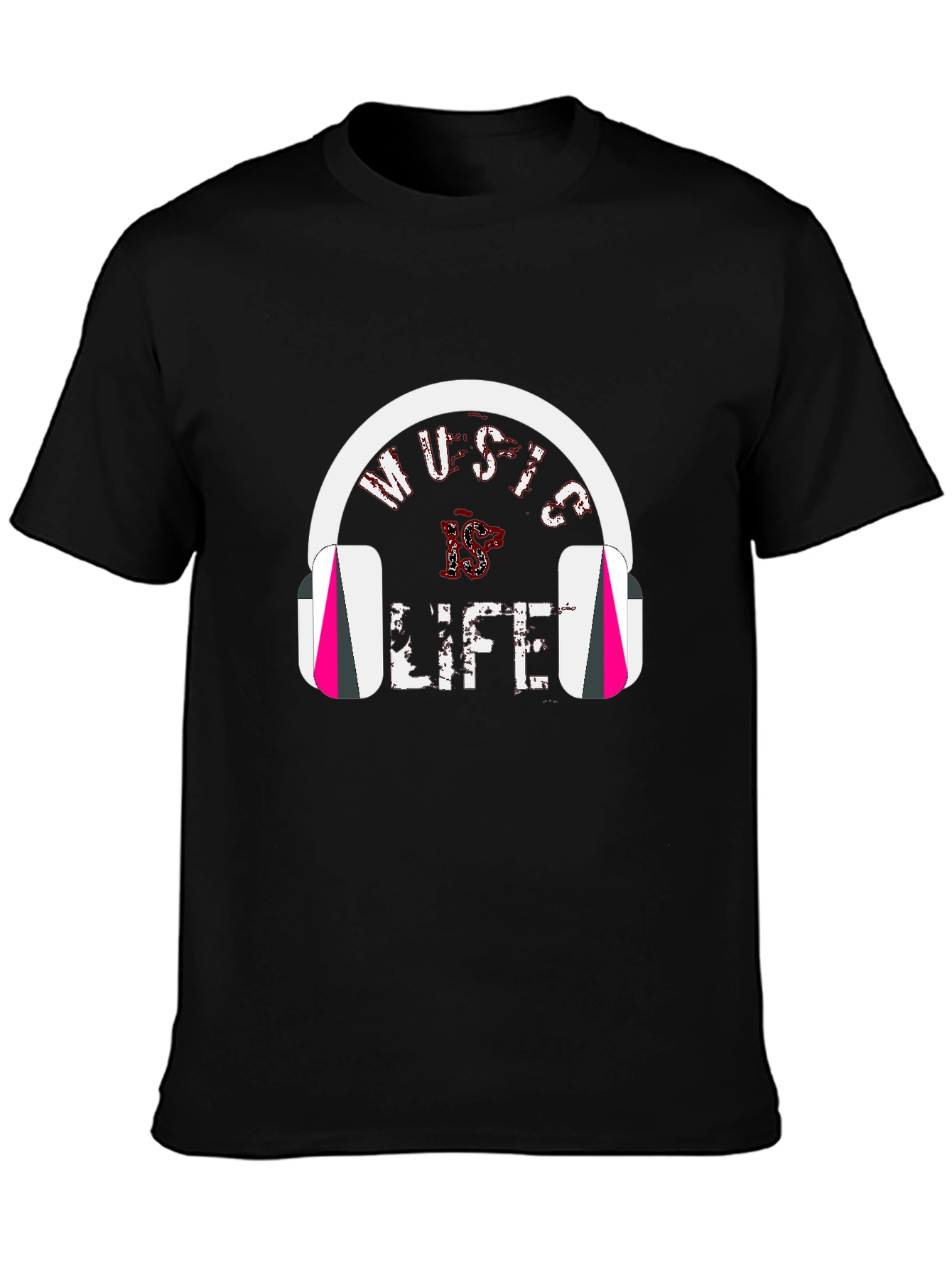Music is Life Tee - Headphones Graphic Print