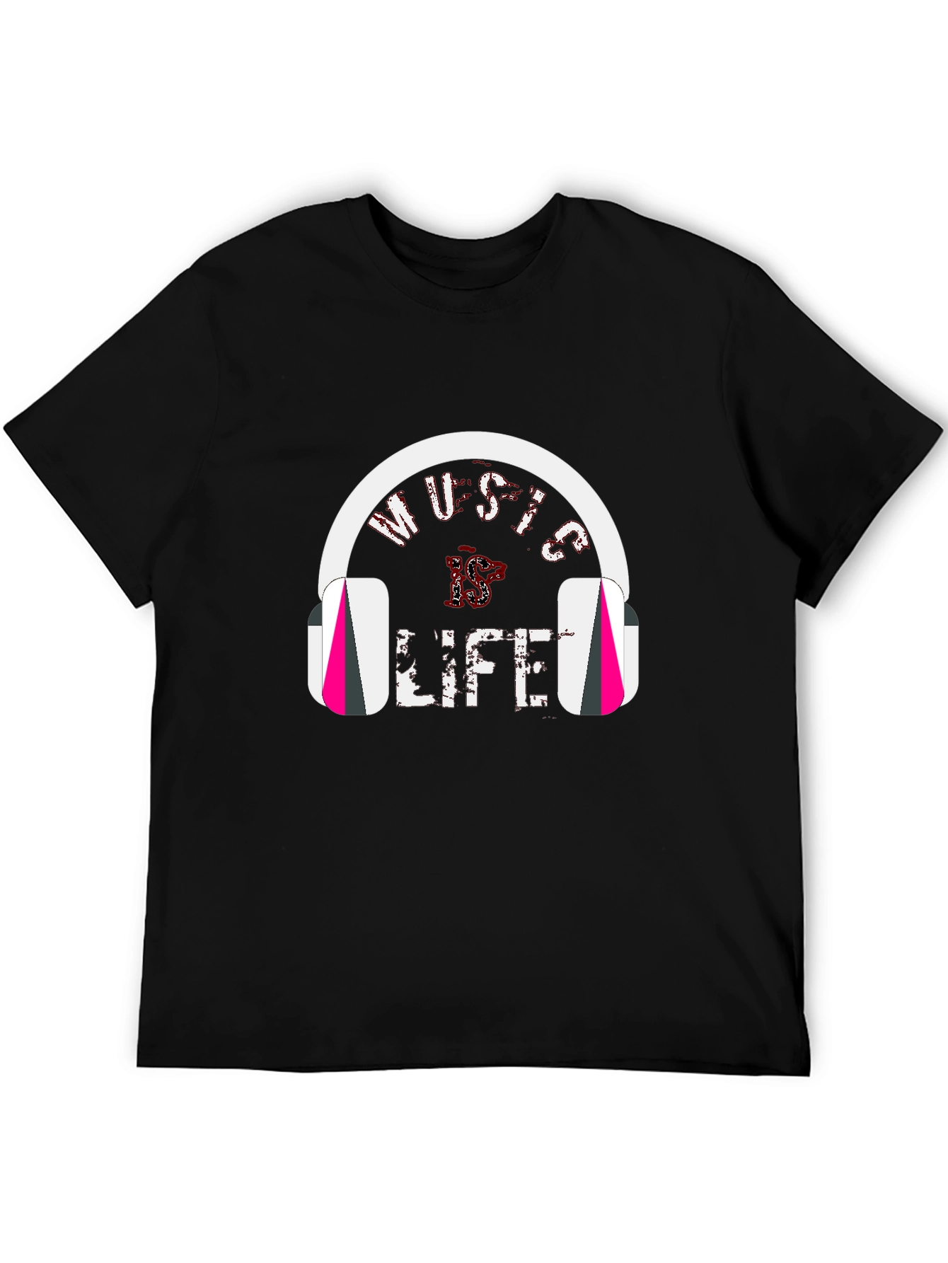 Music is Life Tee - Headphones Graphic Print