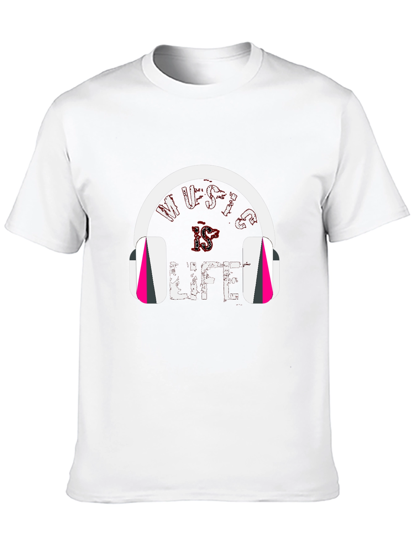 Music is Life Tee - Headphones Graphic Print