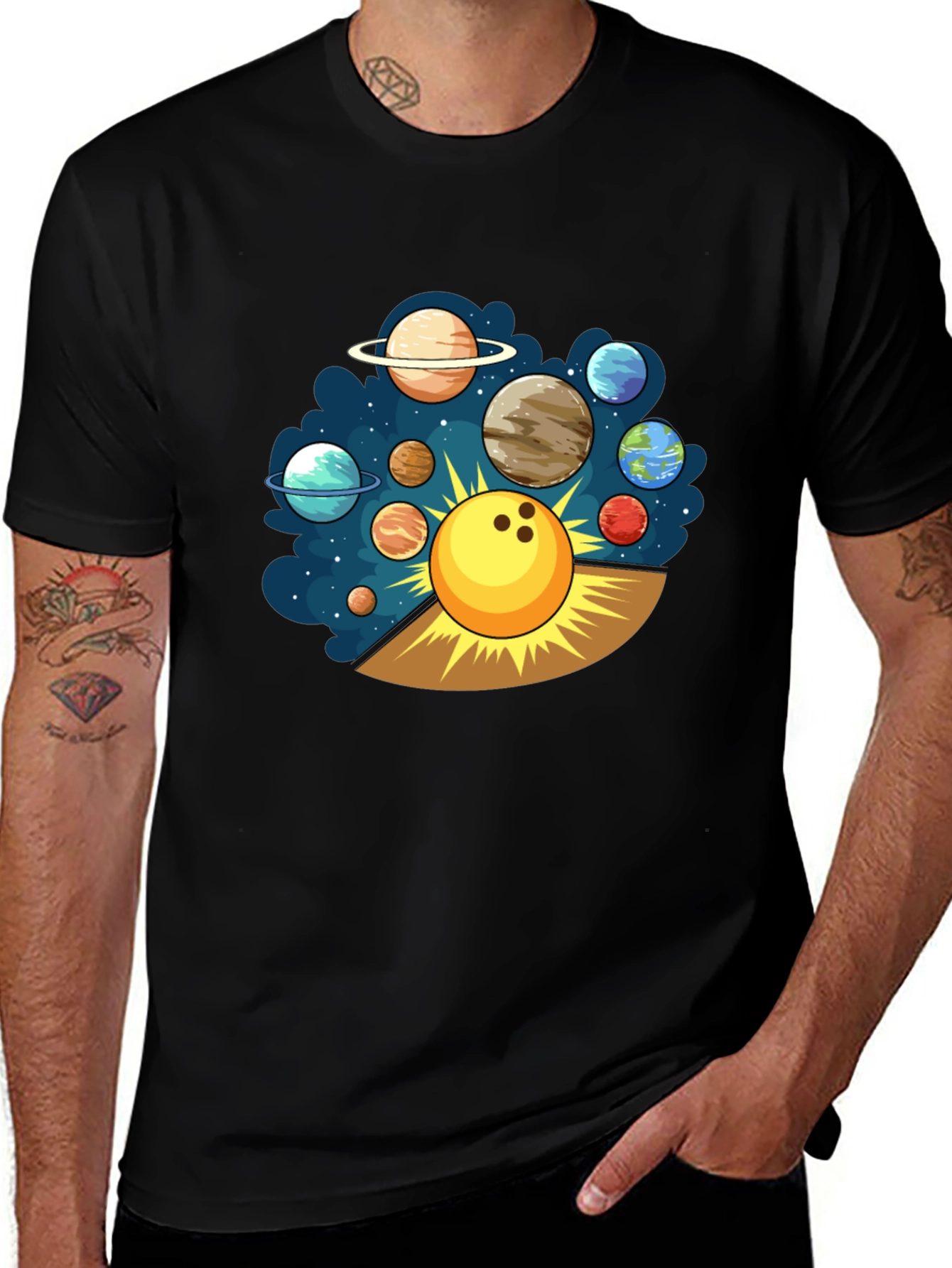 Bowling Planet T-Shirt Cosmic Strike Tee