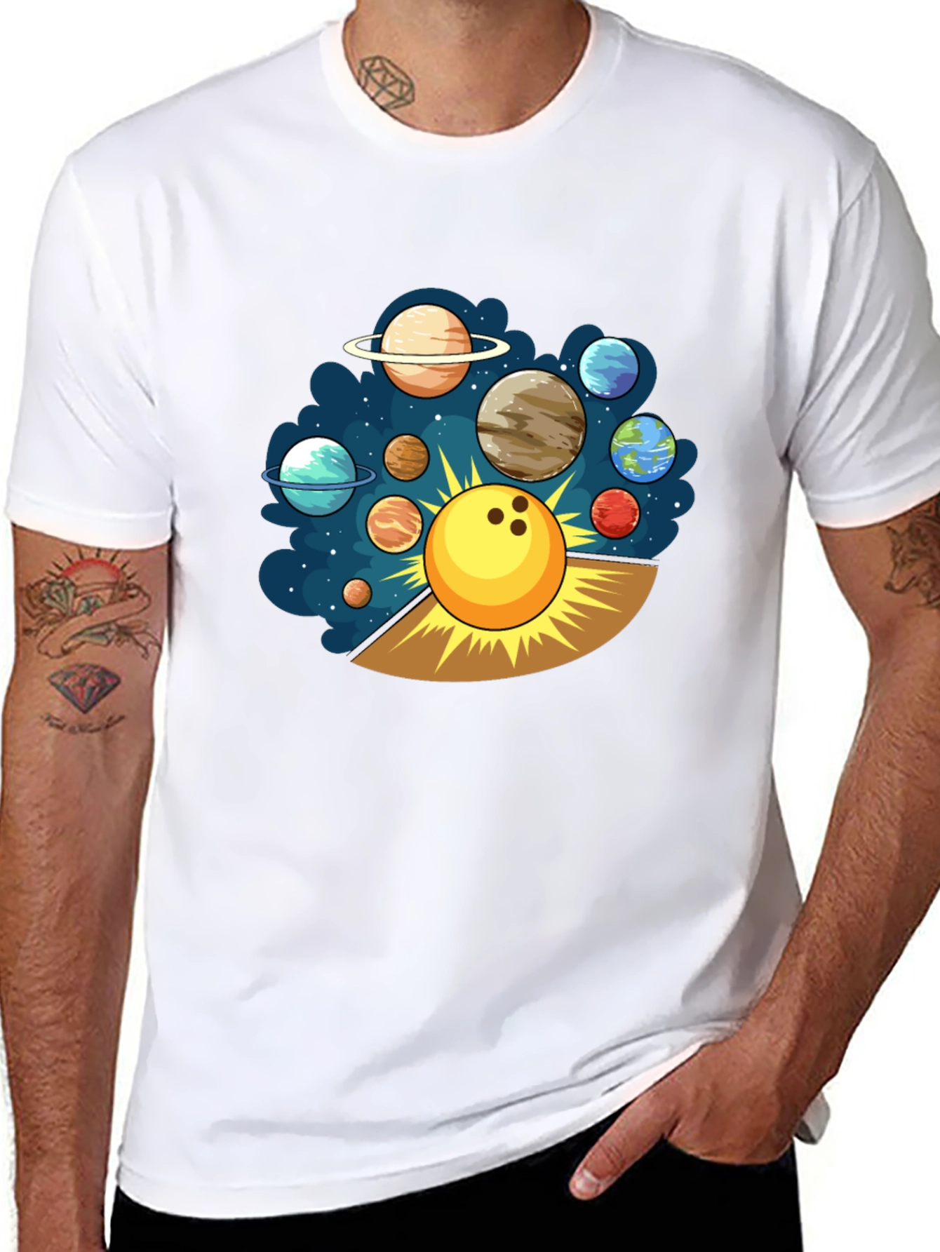 Bowling Planet T-Shirt Cosmic Strike Tee