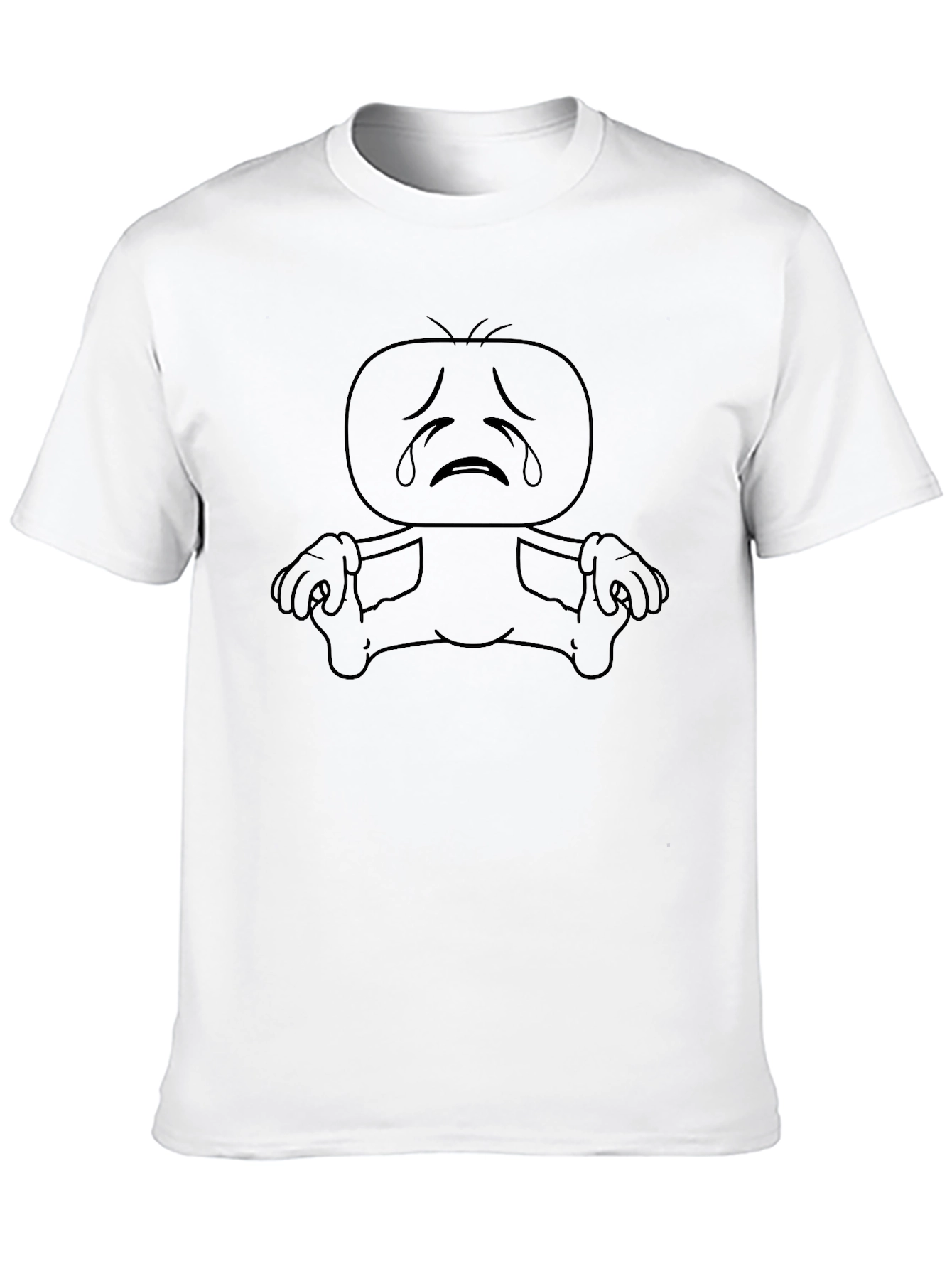 Sad Cartoon Character Black T-Shirt