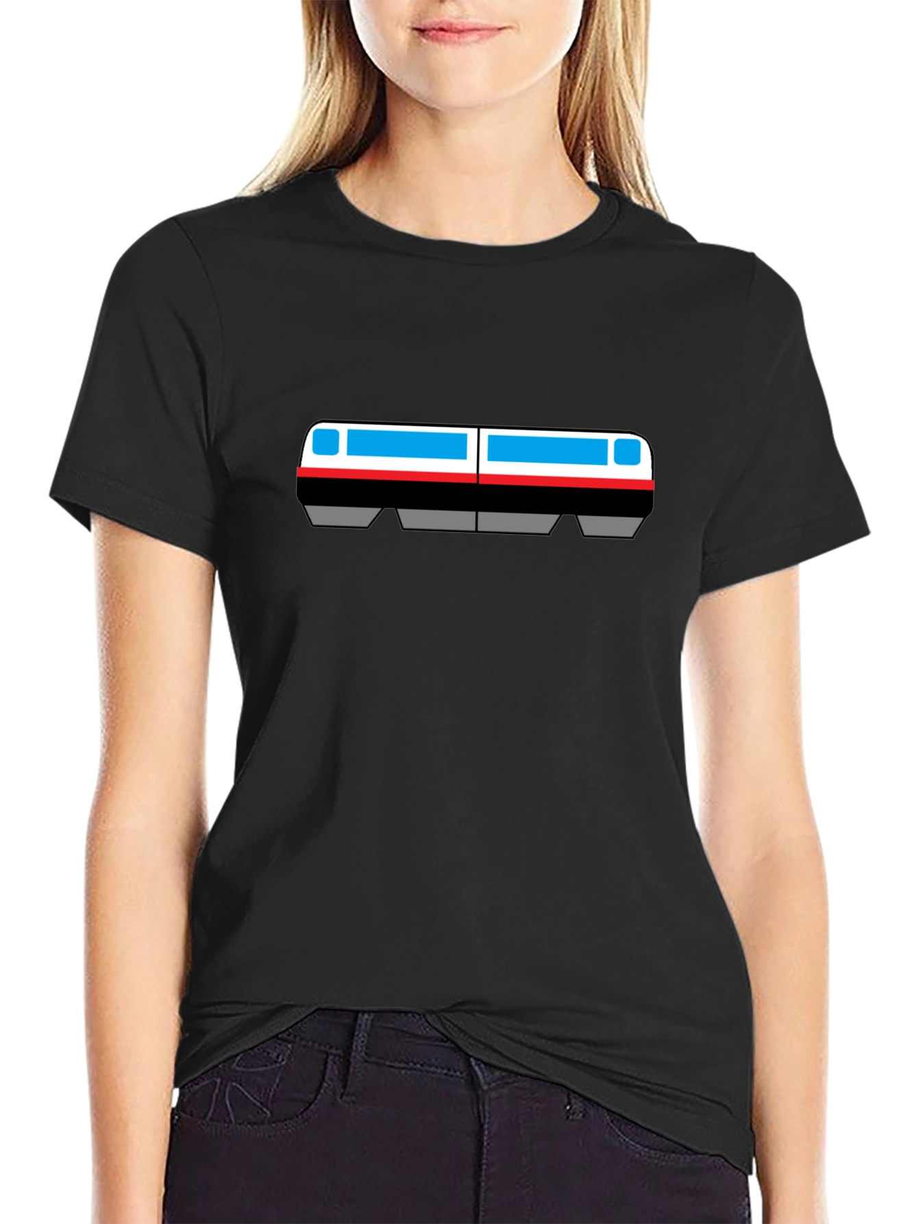 Retro Subway Train Graphic Tee - Black
