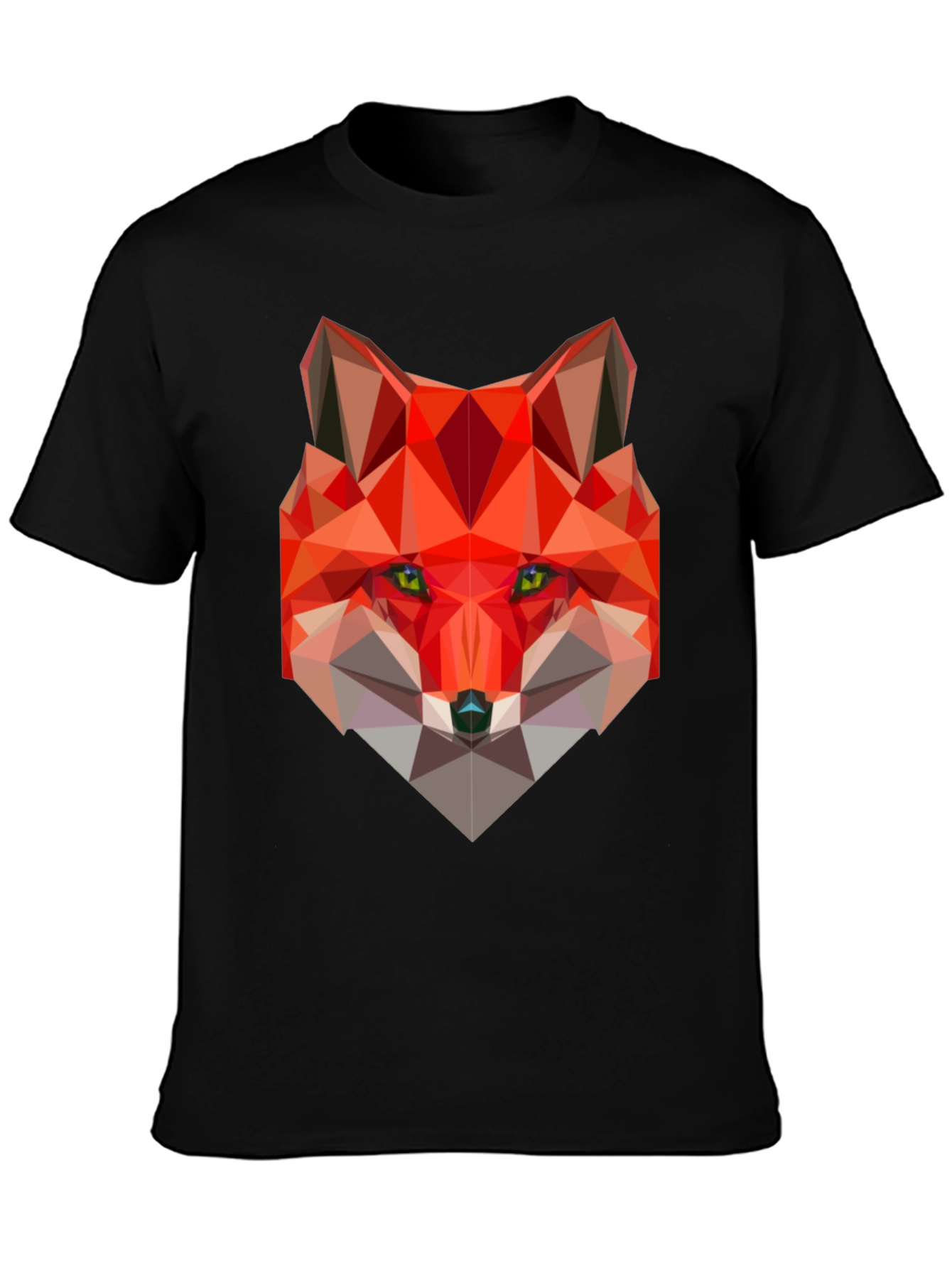 Geometric Fox Graphic Black T-Shirt