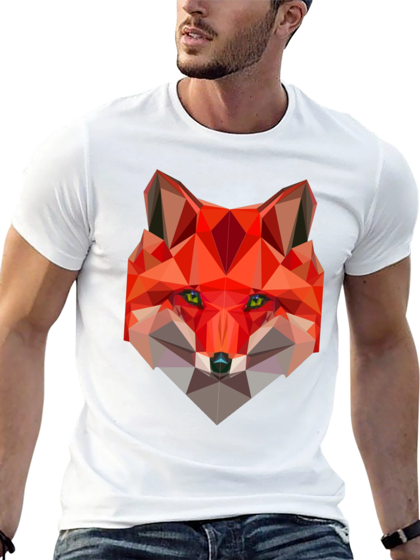 Geometric Fox Graphic Black T-Shirt