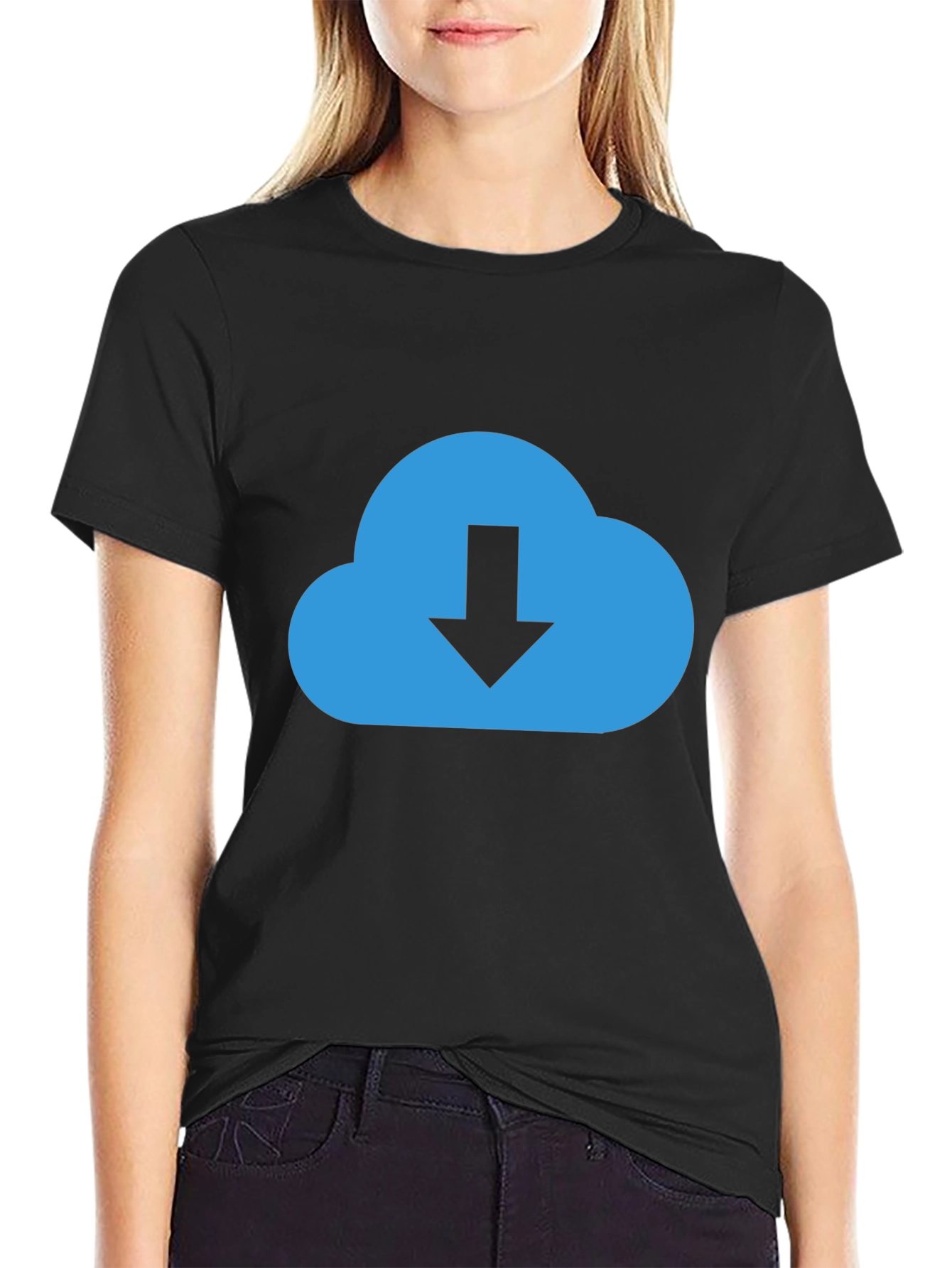 Cloud Download Graphic Tee - Stylish Black T-Shirt