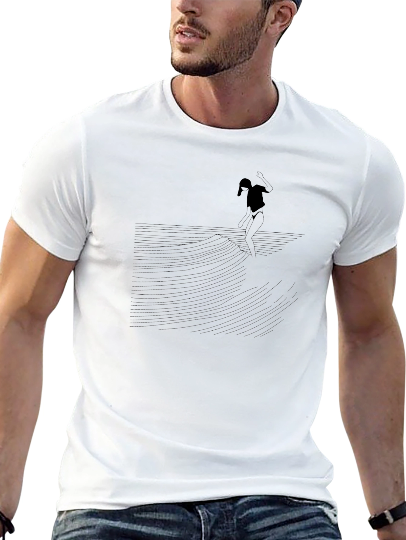 Surfing Silhouette Black T-Shirt