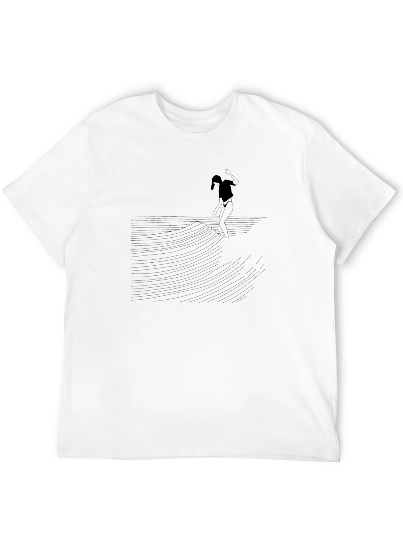 Surfing Silhouette Black T-Shirt