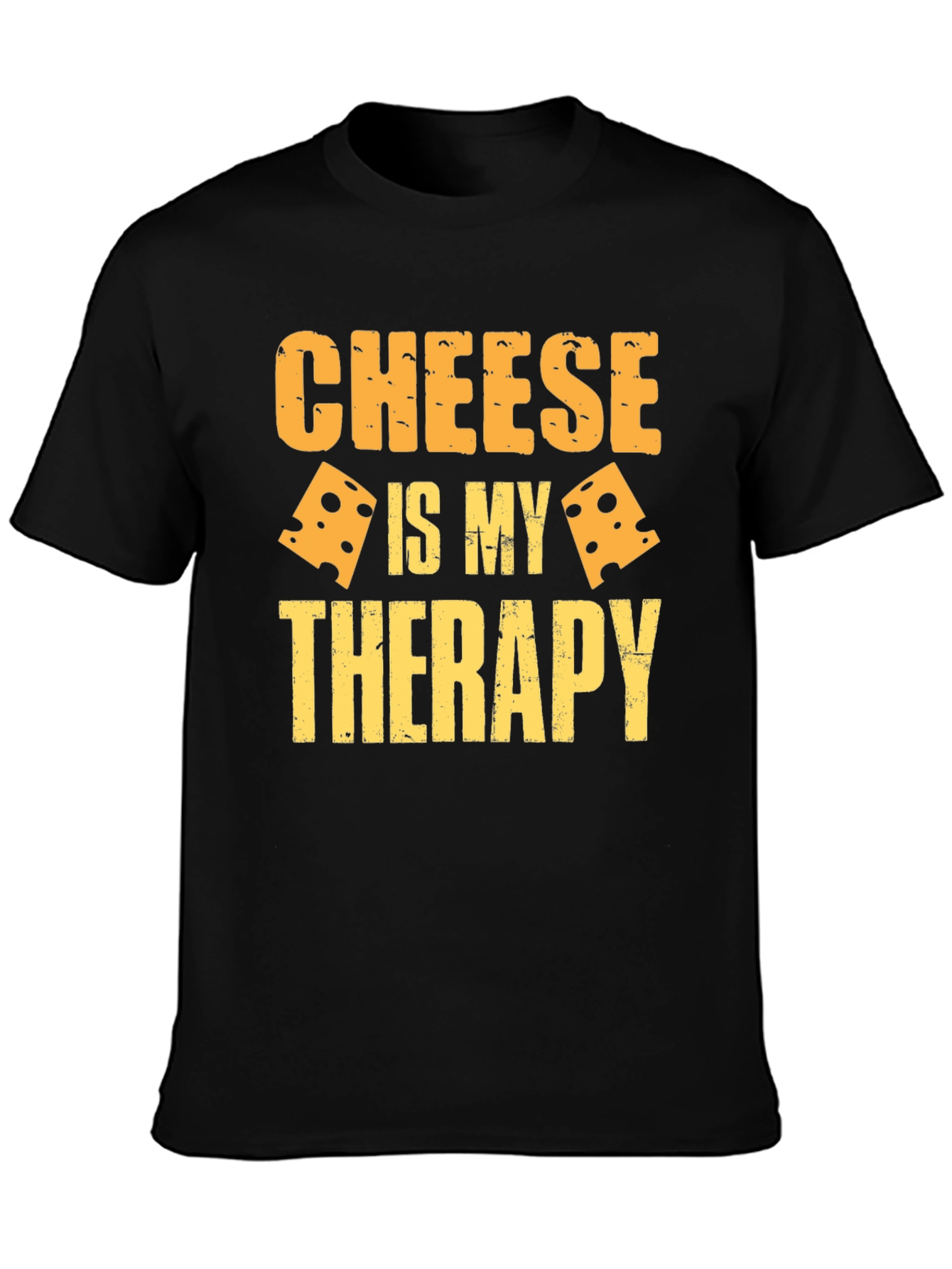 Cheese Is My Therapy Graphic T-Shirt - Black