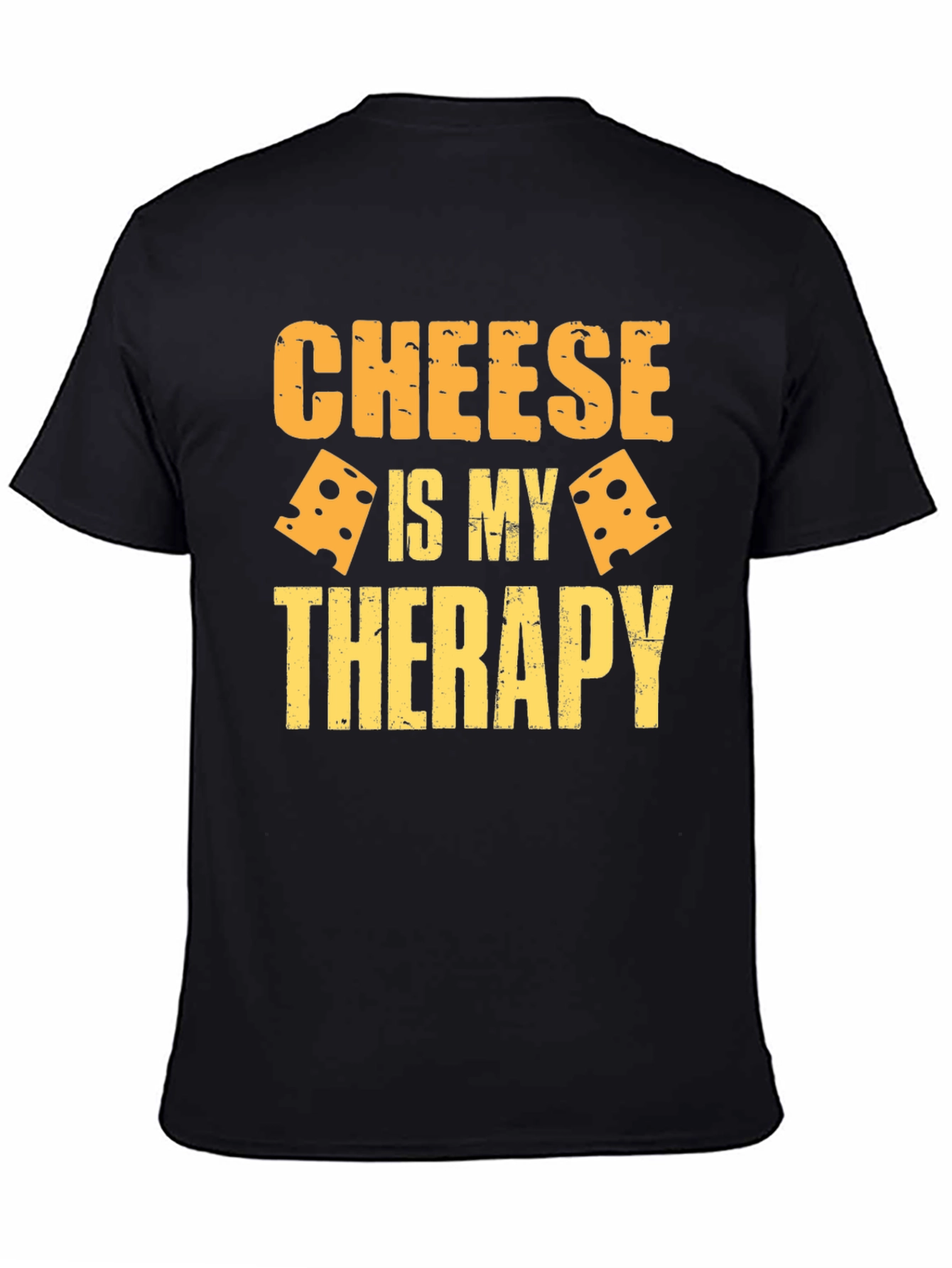 Cheese Is My Therapy Graphic T-Shirt - Black