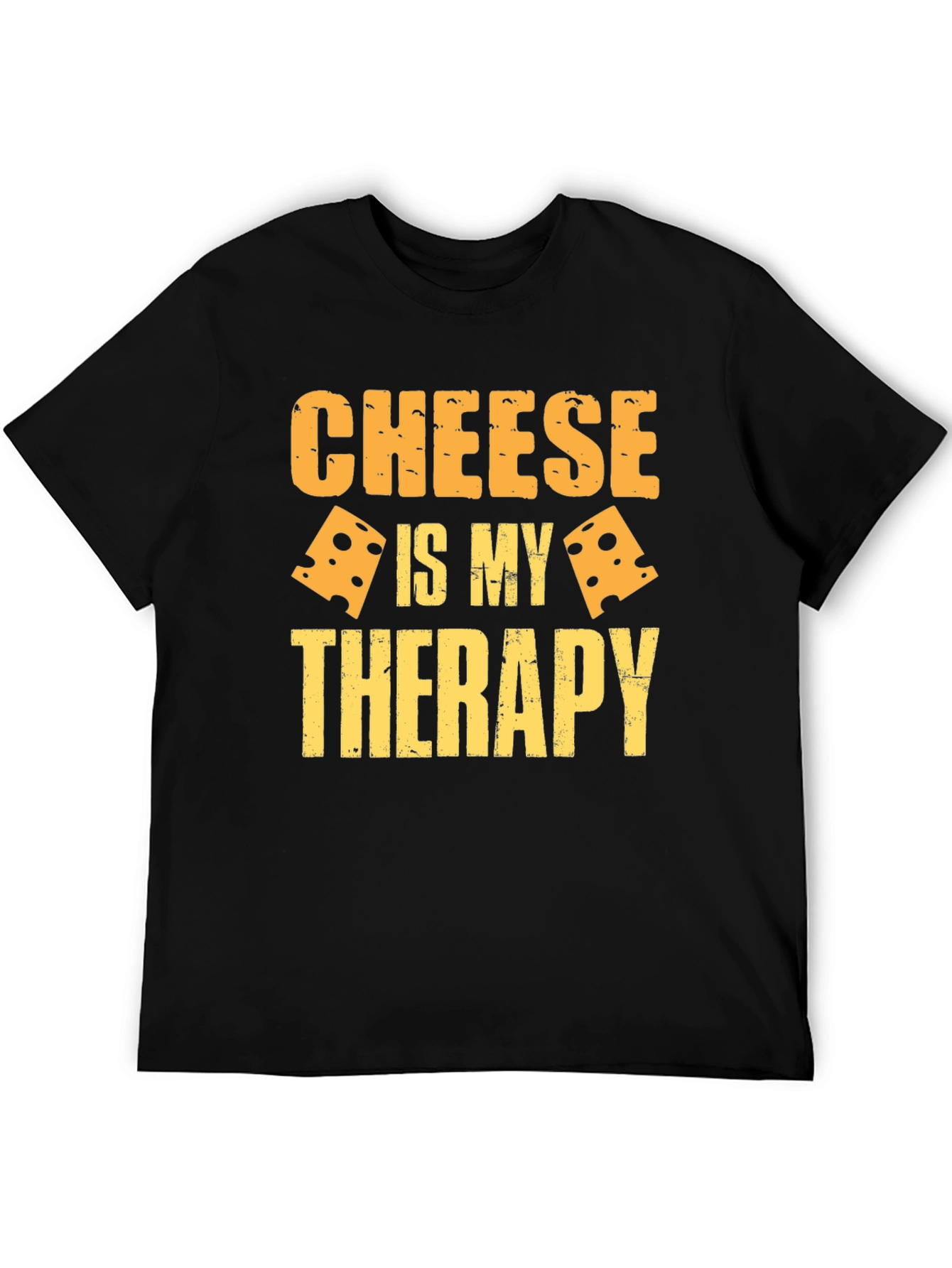 Cheese Is My Therapy Graphic T-Shirt - Black