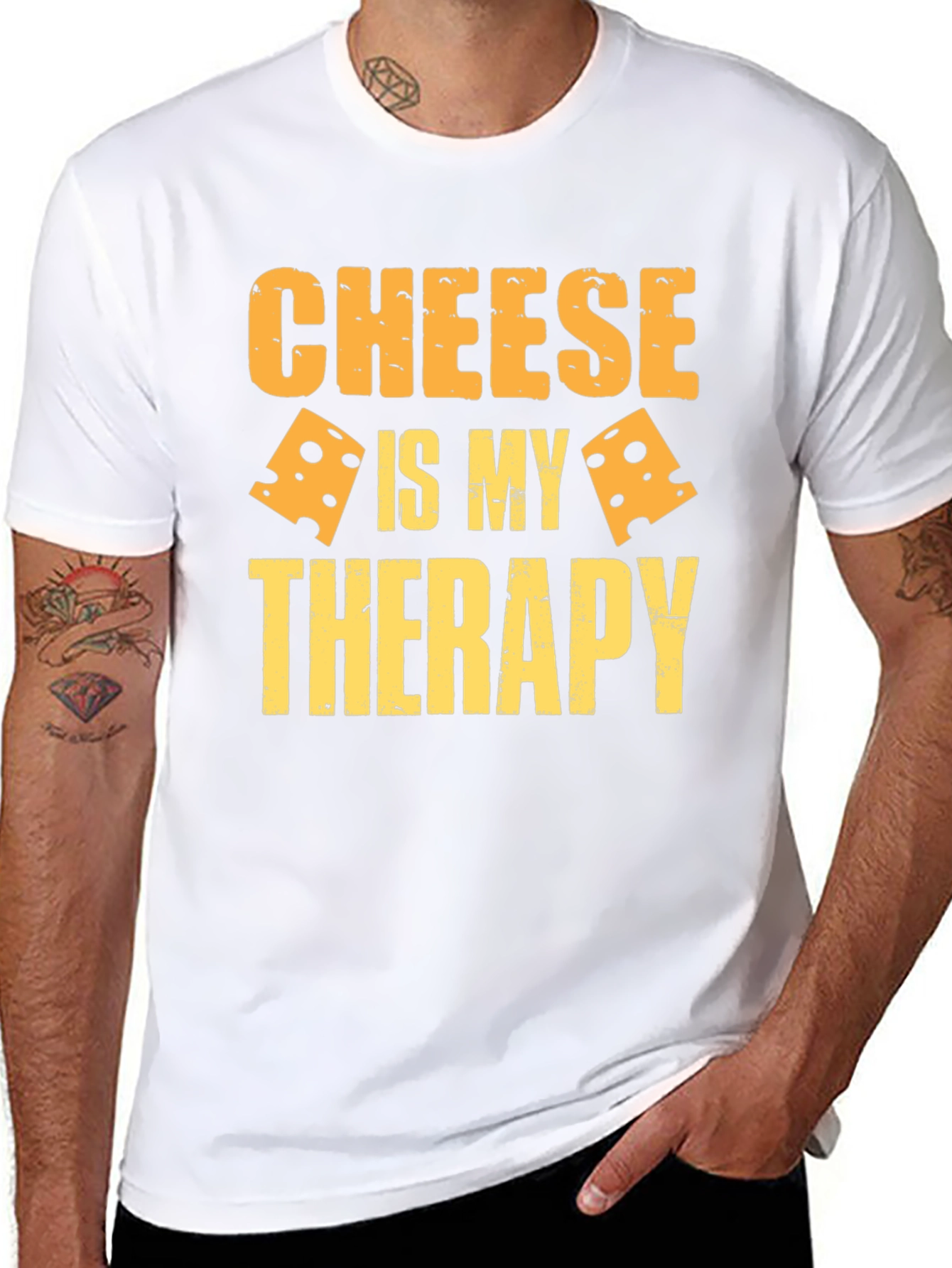 Cheese Is My Therapy Graphic T-Shirt - Black