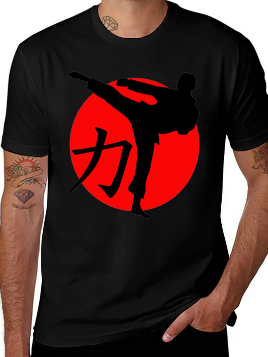Karate Silhouette Graphic Tee - Black