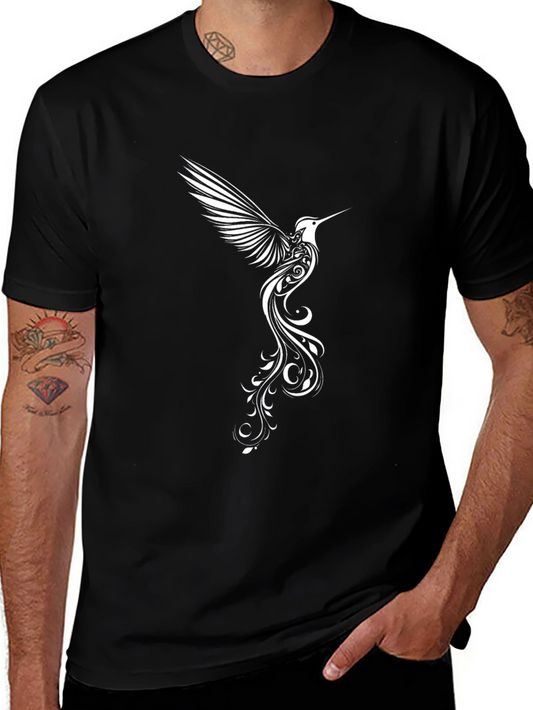 Hummingbird Graphic Tee - Stylish Black T-Shirt