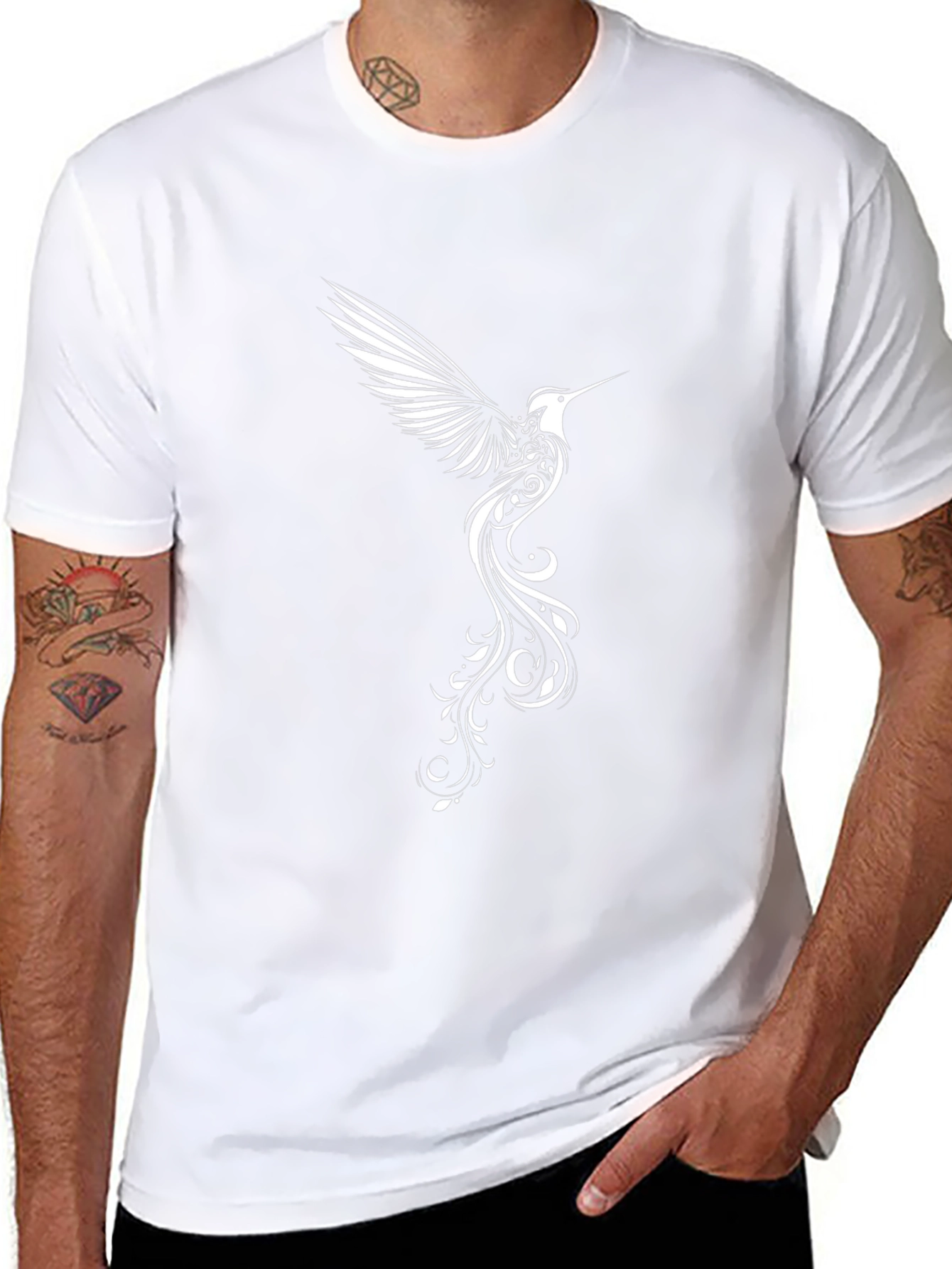 Hummingbird Graphic Tee - Stylish Black T-Shirt