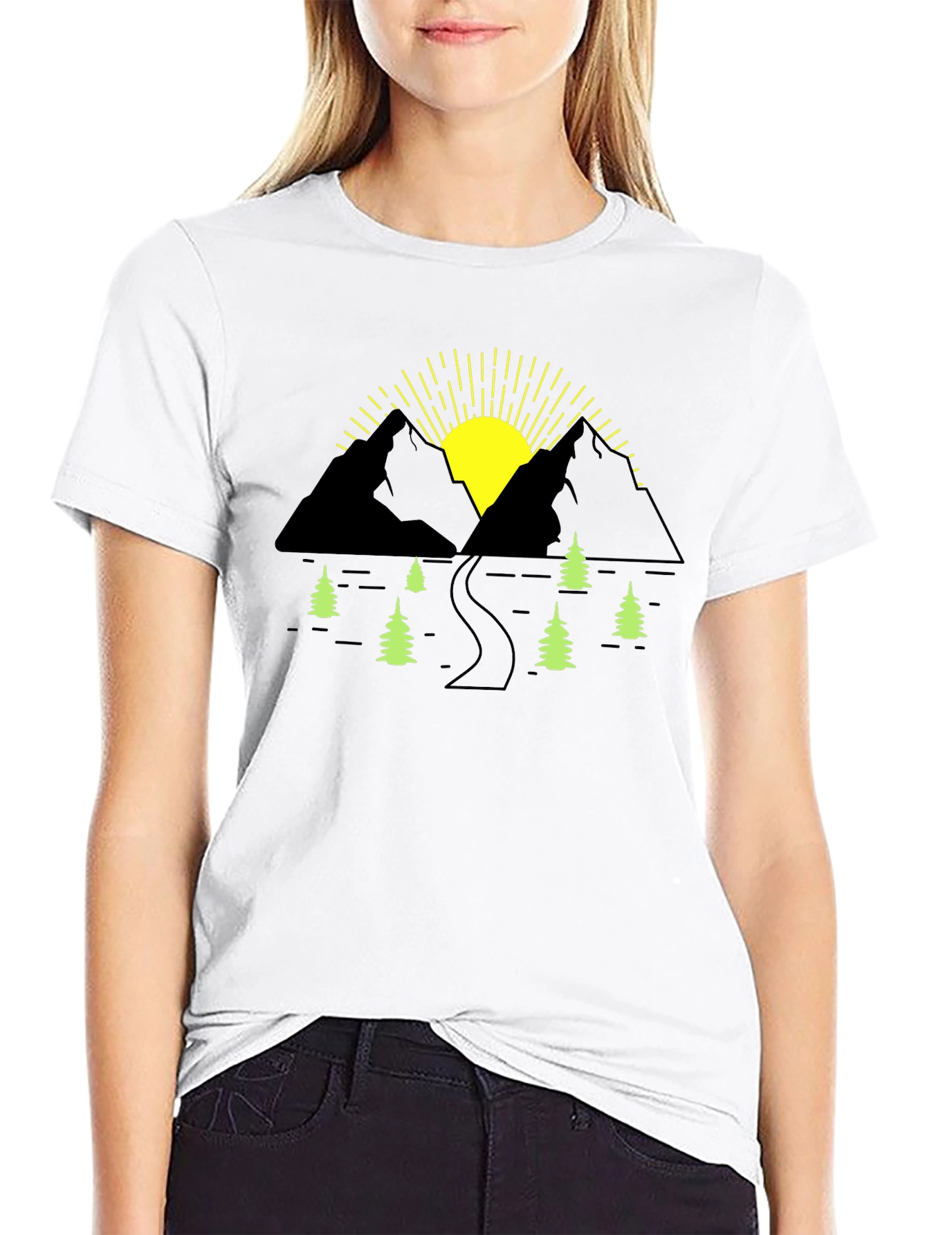 Mountain Sunrise Graphic Tee - Black