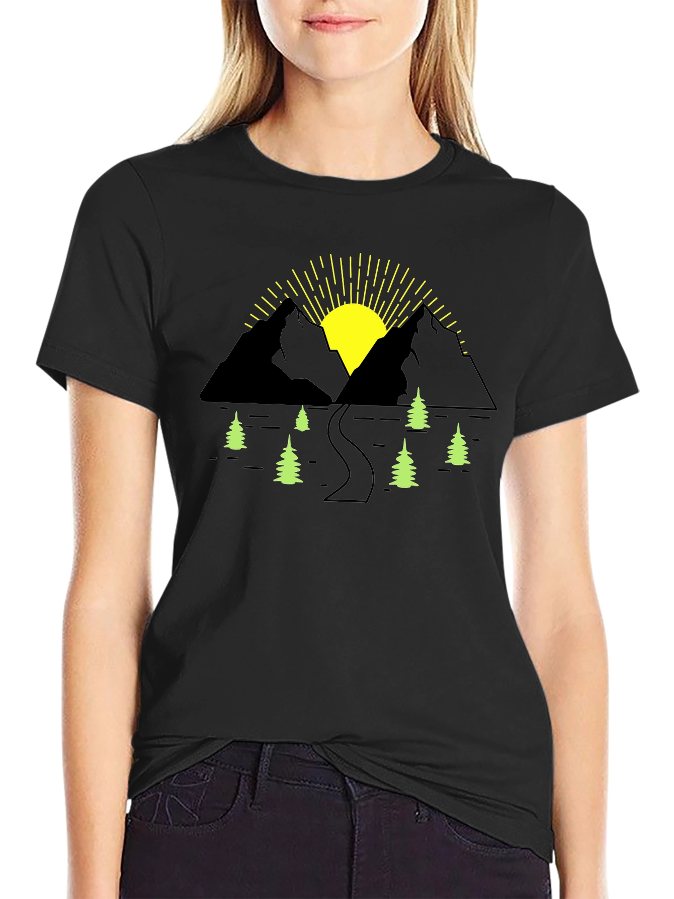 Mountain Sunrise Graphic Tee - Black
