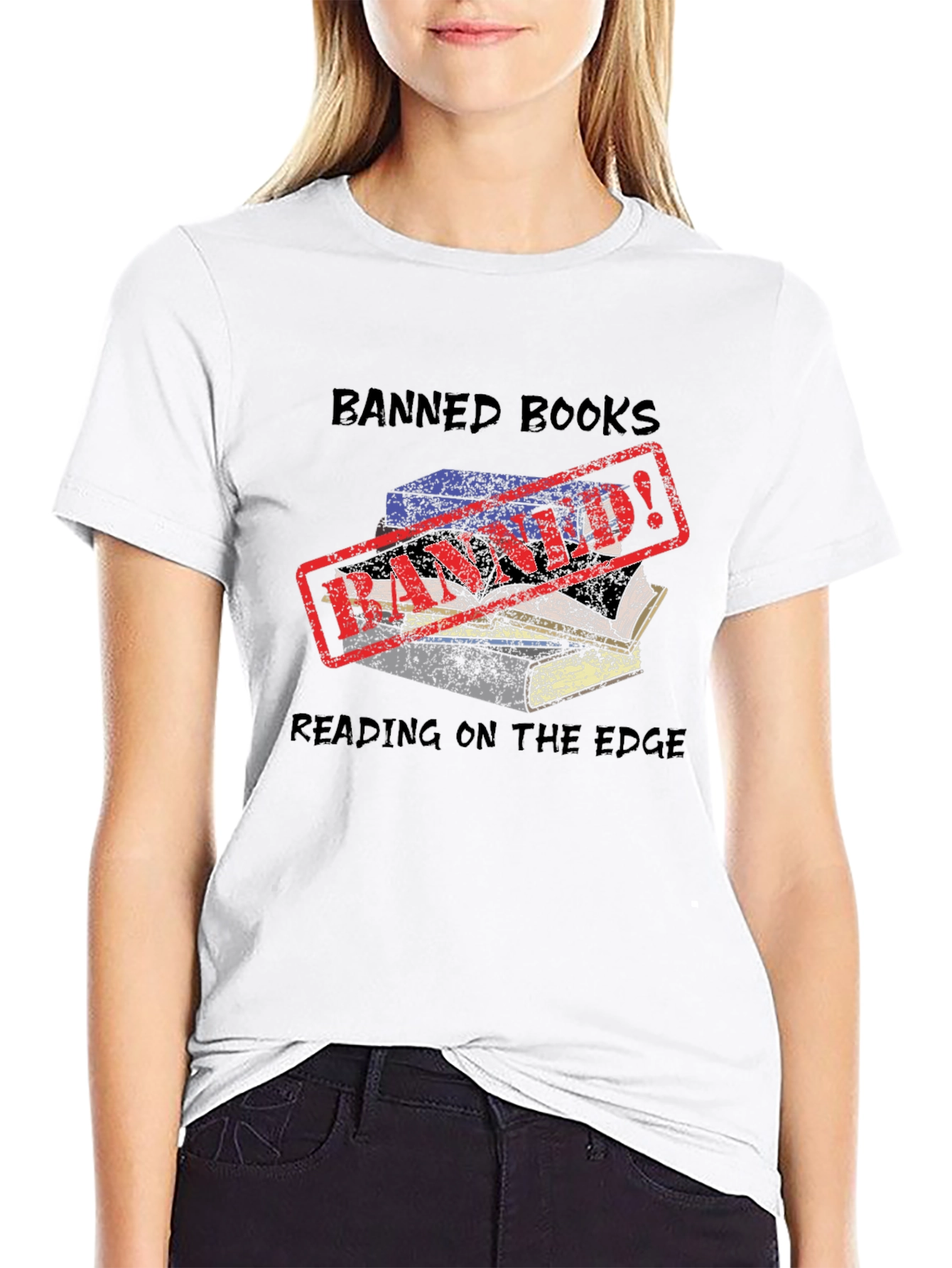 Banned Books Reading on the Edge Tee