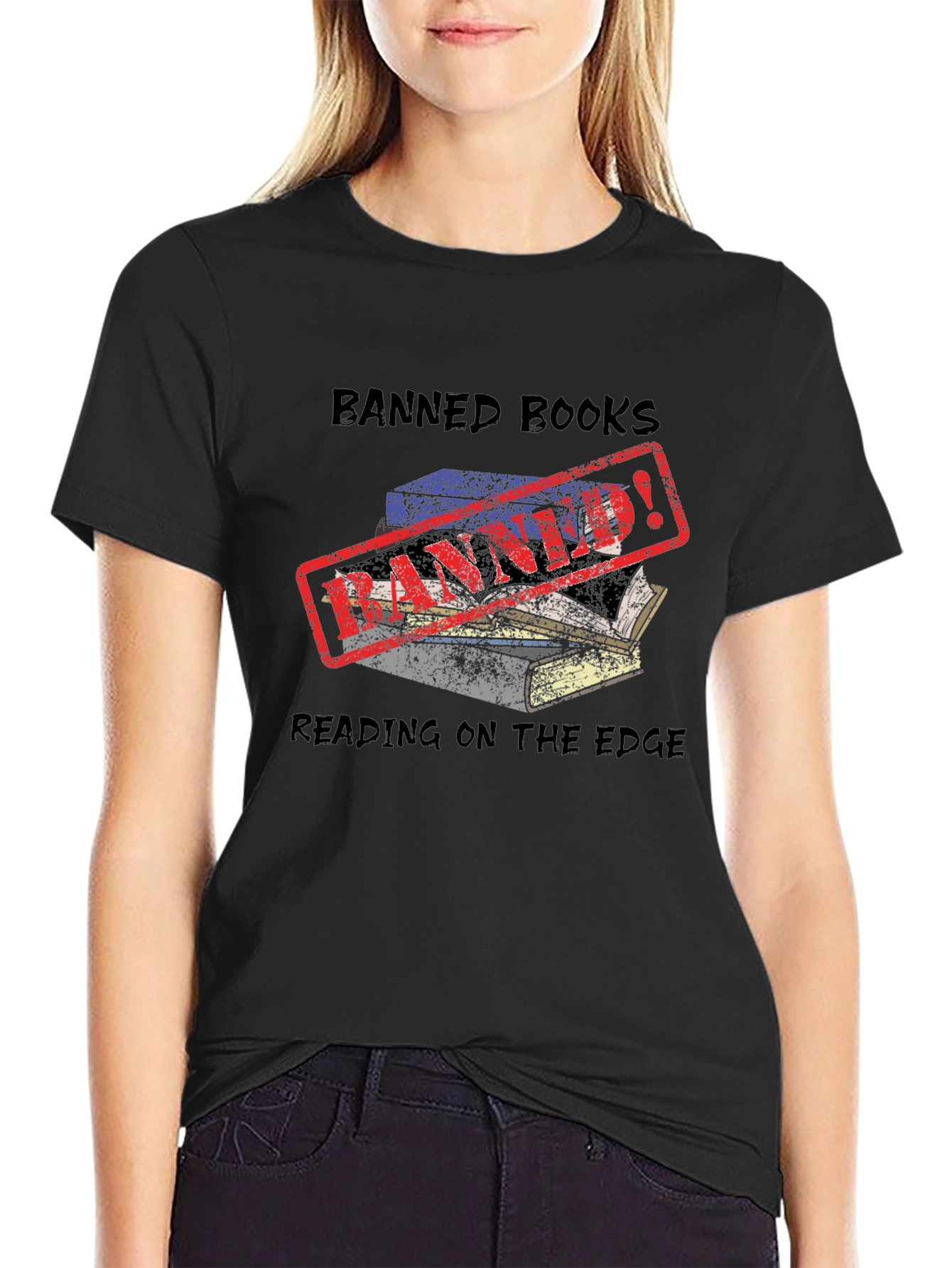 Banned Books Reading on the Edge Tee