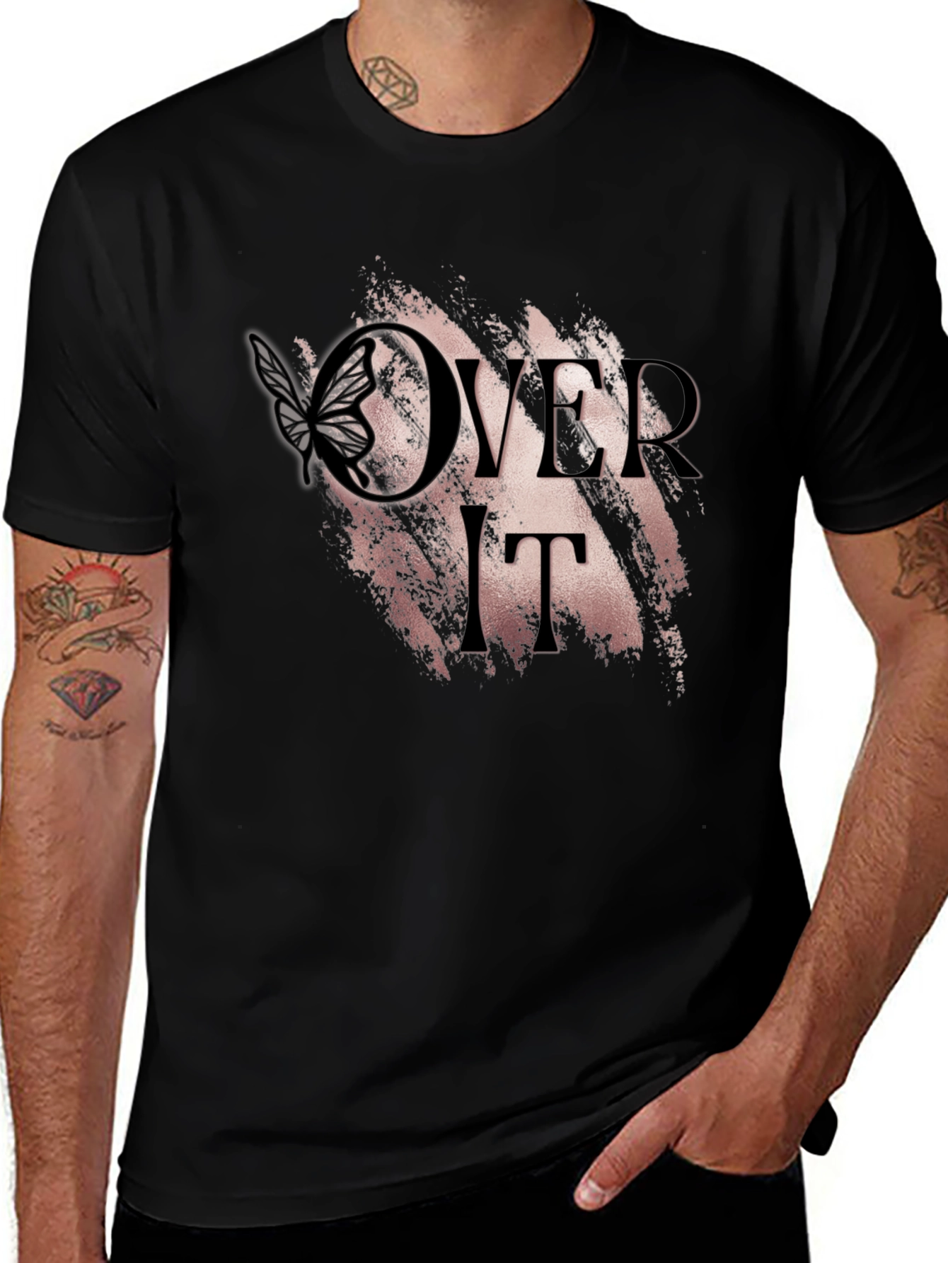 Over It Butterfly Graphic Tee - Modern Black T-Shirt