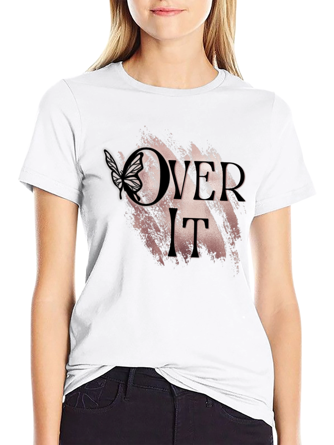 Over It Butterfly Graphic Tee - Modern Black T-Shirt