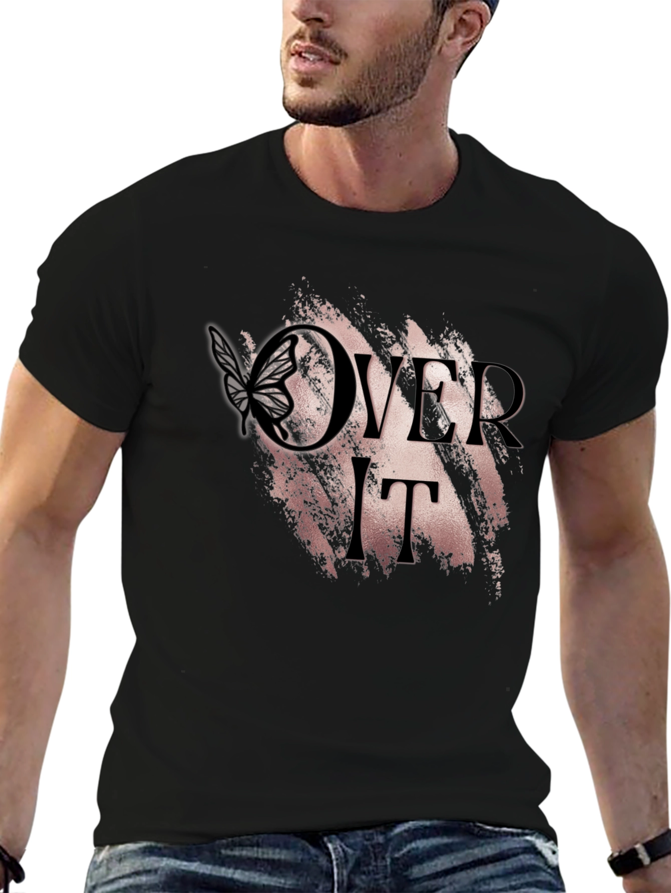 Over It Butterfly Graphic Tee - Modern Black T-Shirt