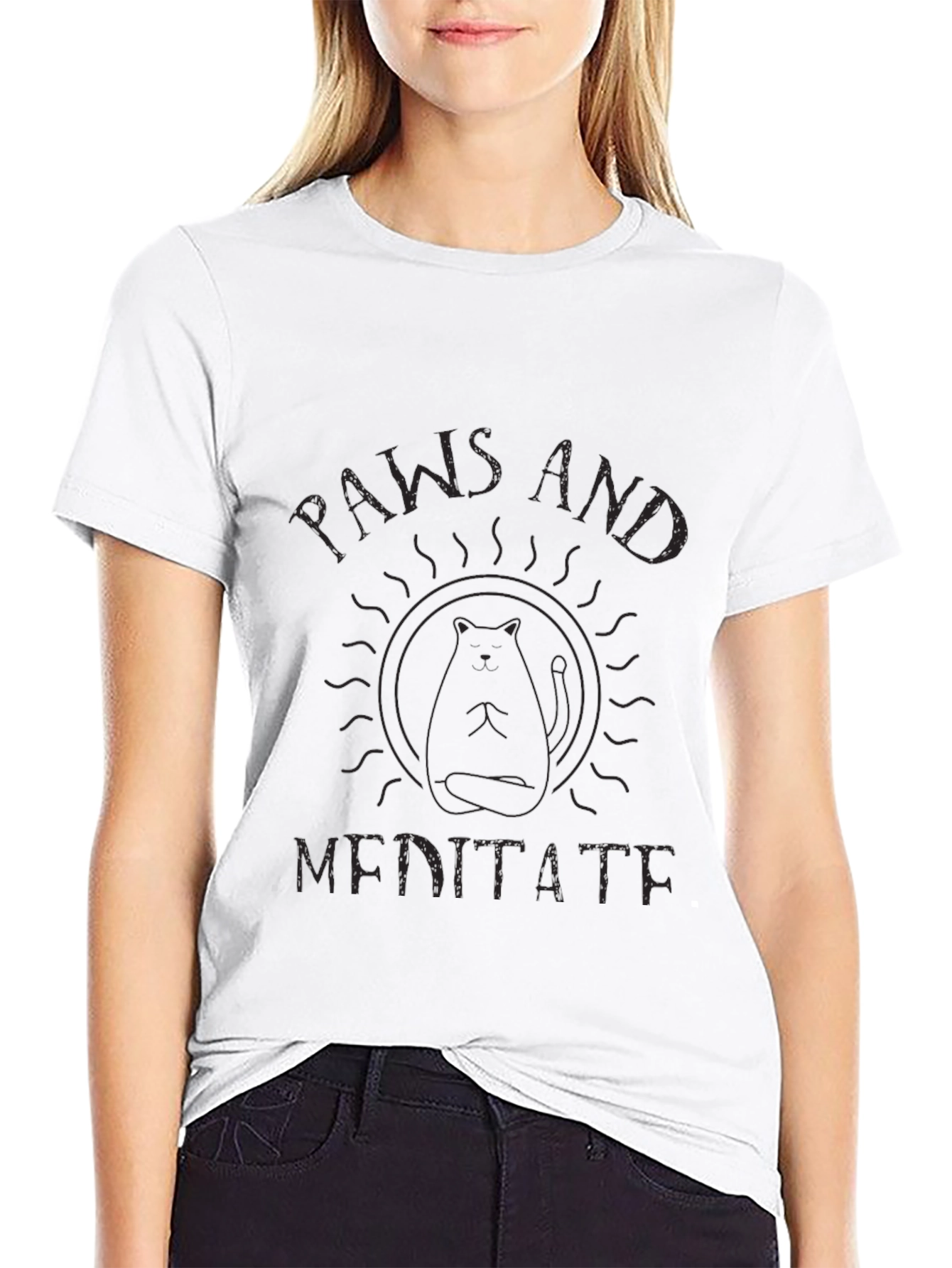 Paws and Meditate Black T-Shirt