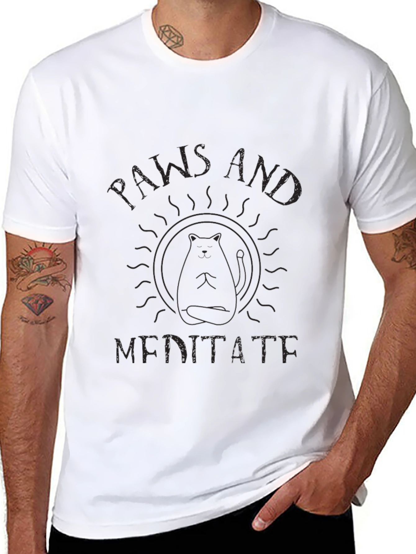 Paws and Meditate Black T-Shirt