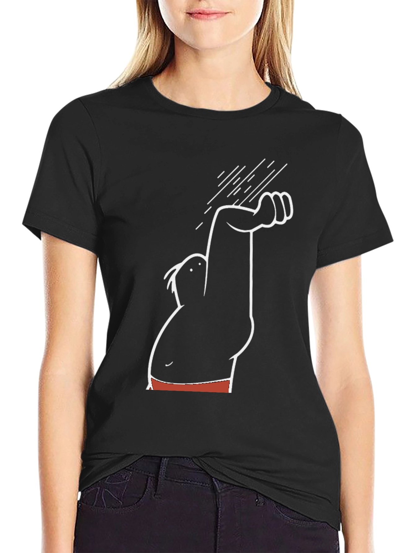 Funny Cartoon Graphic Tee - Black