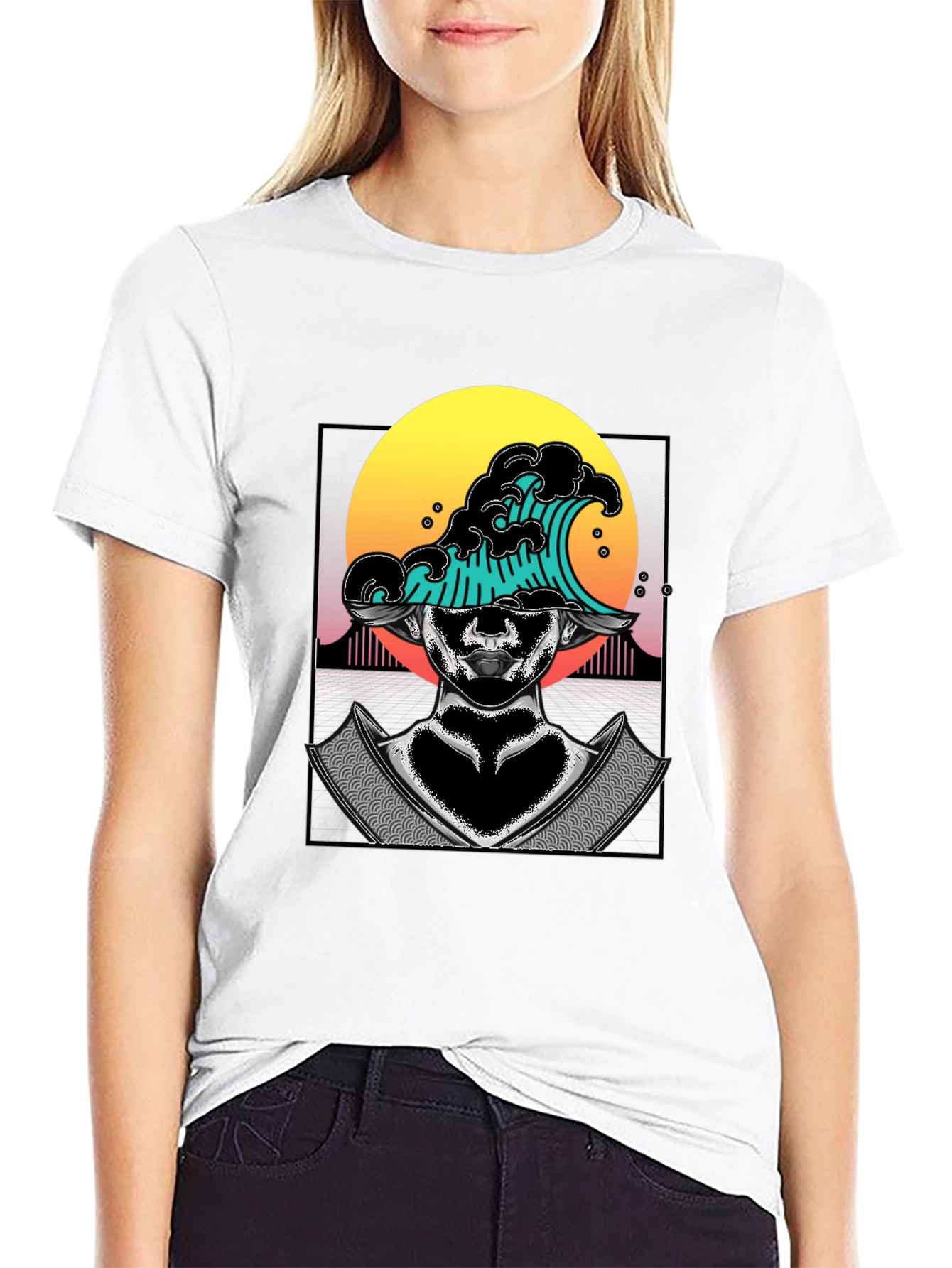 Wave Samurai Graphic Tee - Cool Black T-Shirt