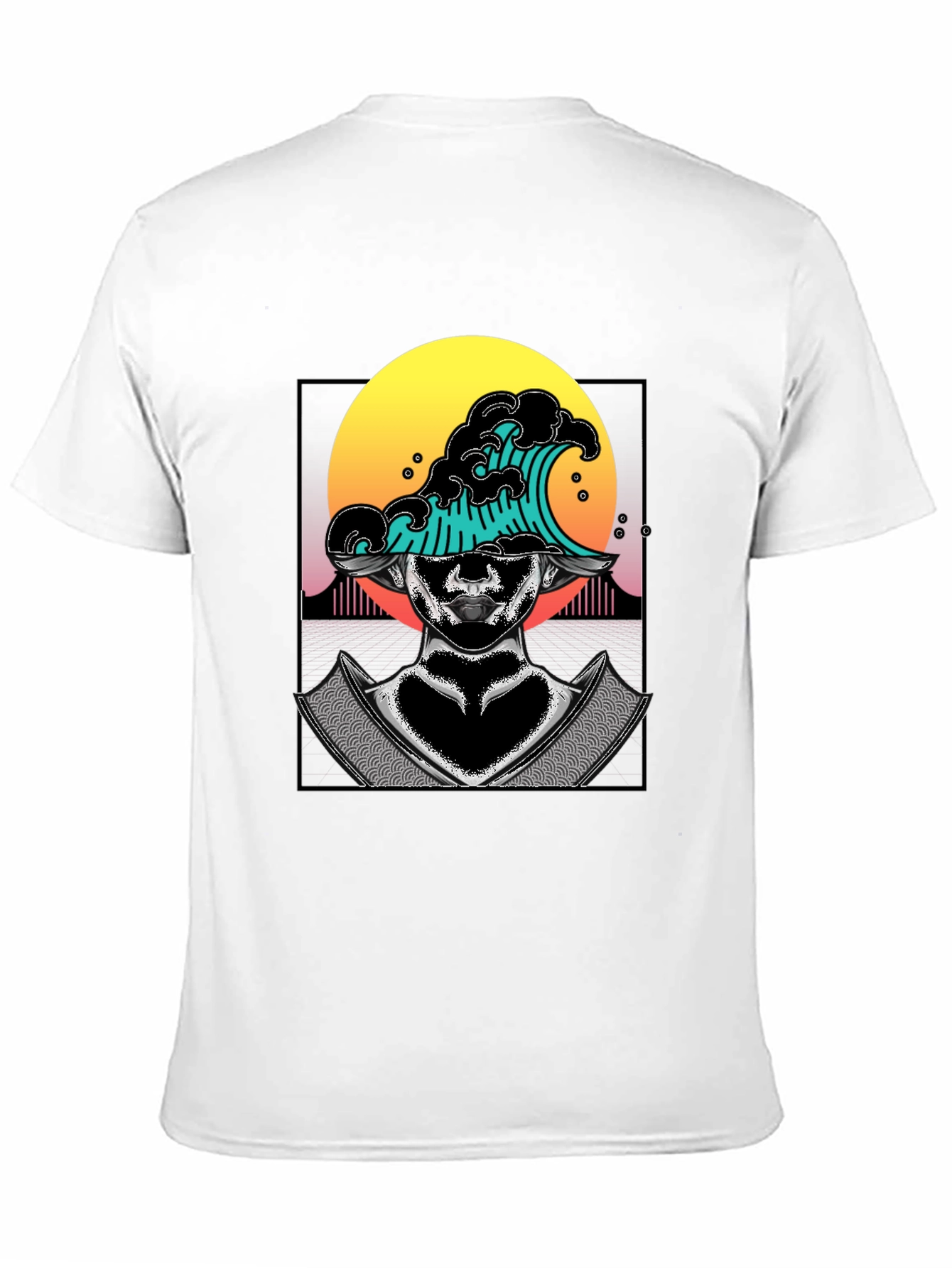 Wave Samurai Graphic Tee - Cool Black T-Shirt