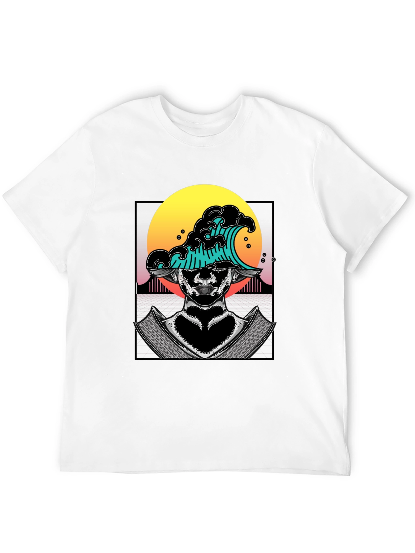 Wave Samurai Graphic Tee - Cool Black T-Shirt