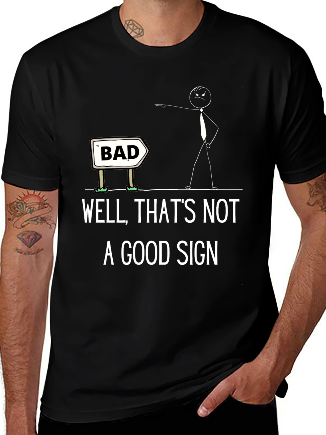 Humorous Bad Sign Graphic Tee - Unisex