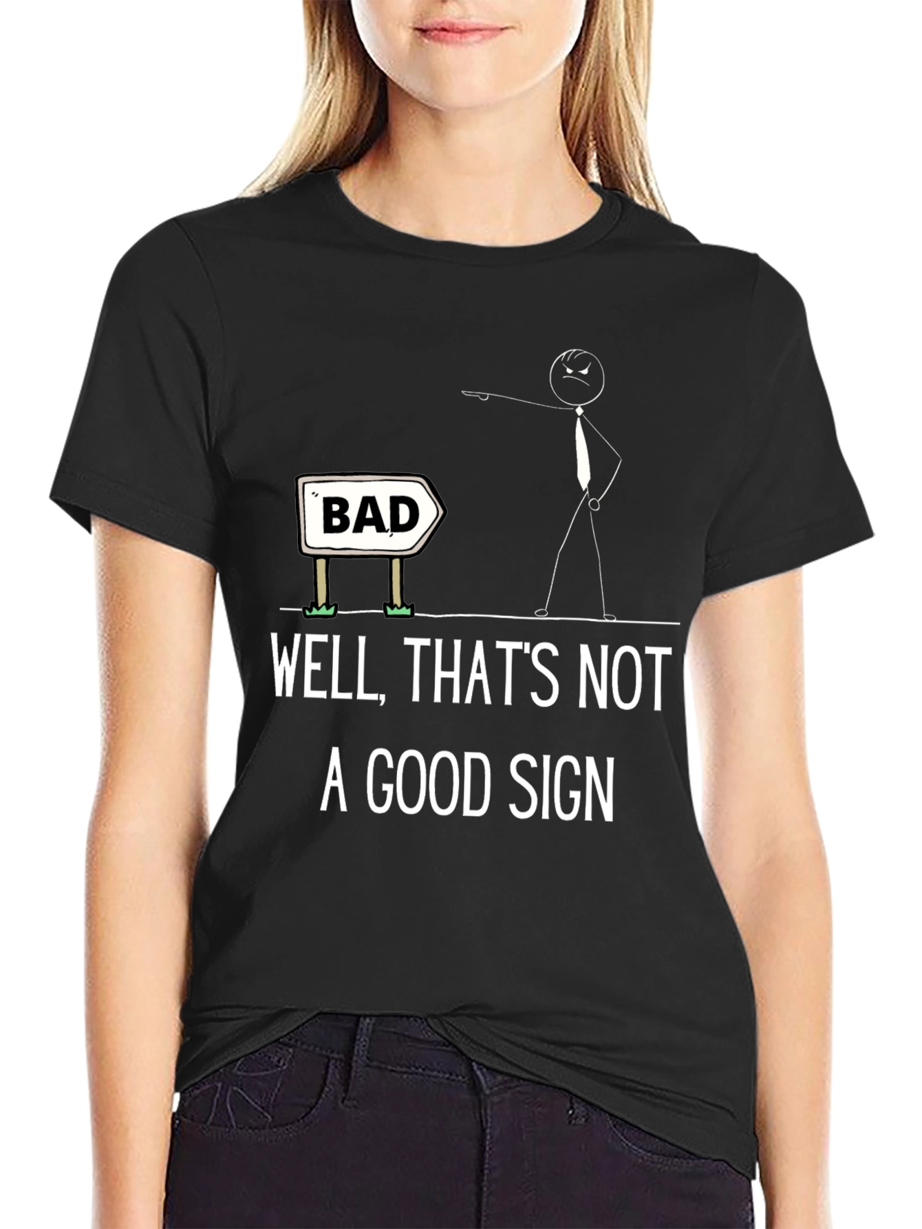 Humorous Bad Sign Graphic Tee - Unisex