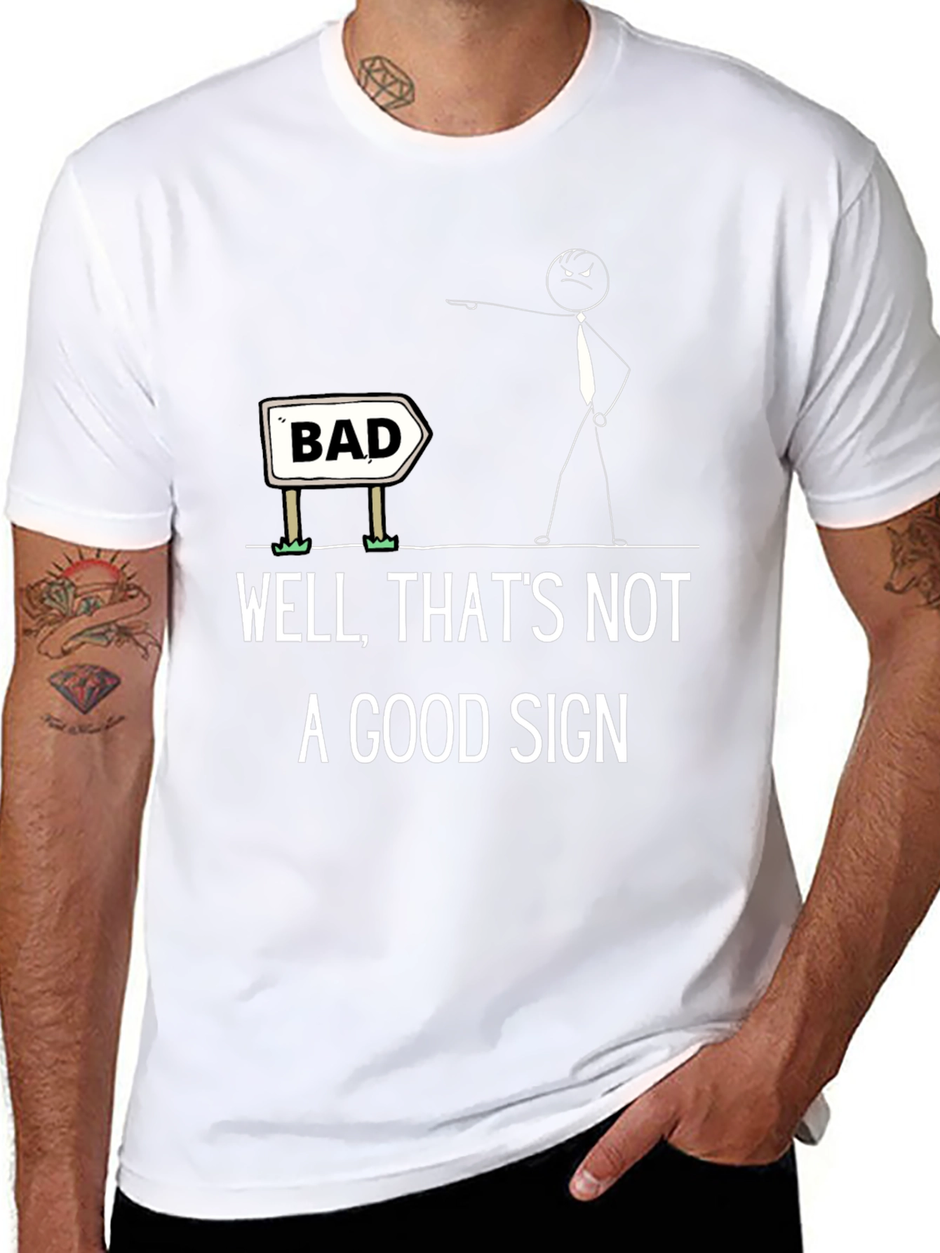 Humorous Bad Sign Graphic Tee - Unisex