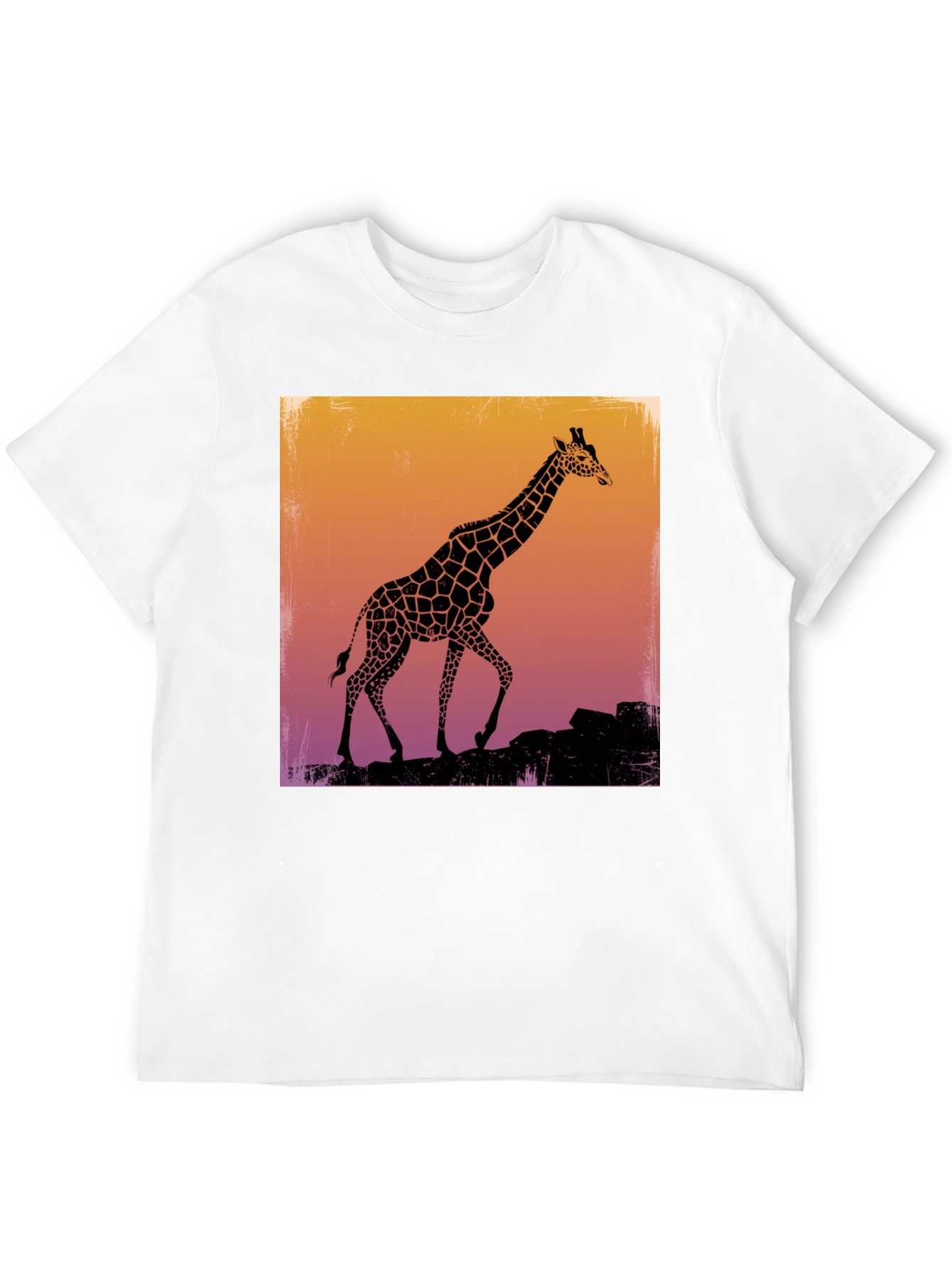 Giraffe Silhouette Graphic Tee - Black