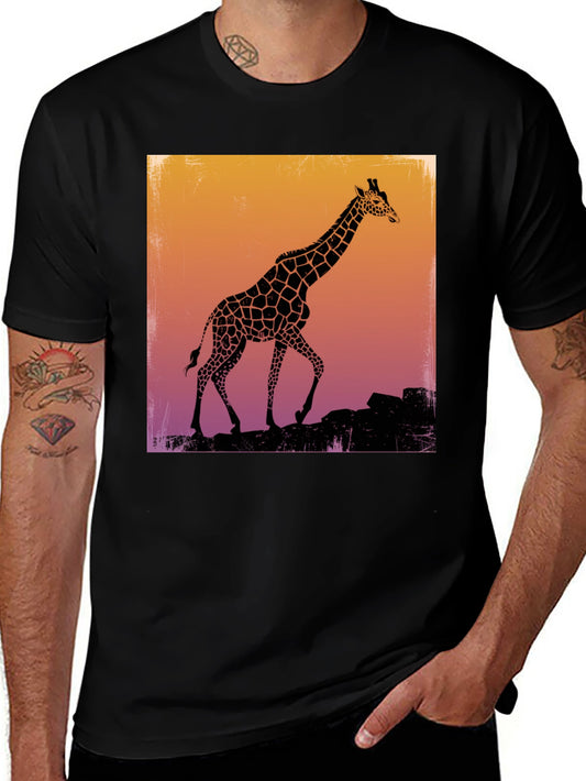 Giraffe Silhouette Graphic Tee - Black