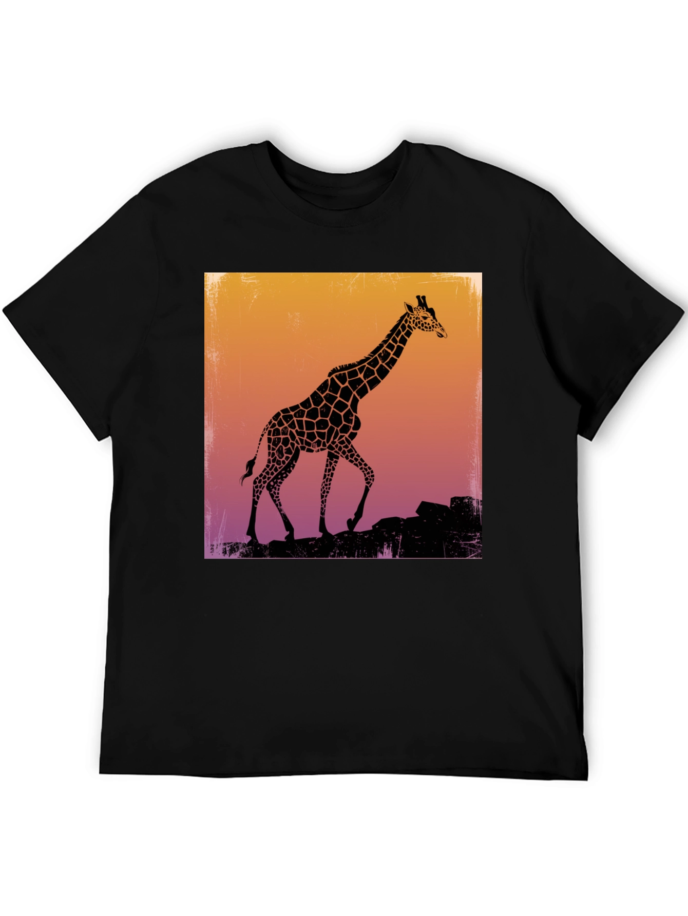 Giraffe Silhouette Graphic Tee - Black