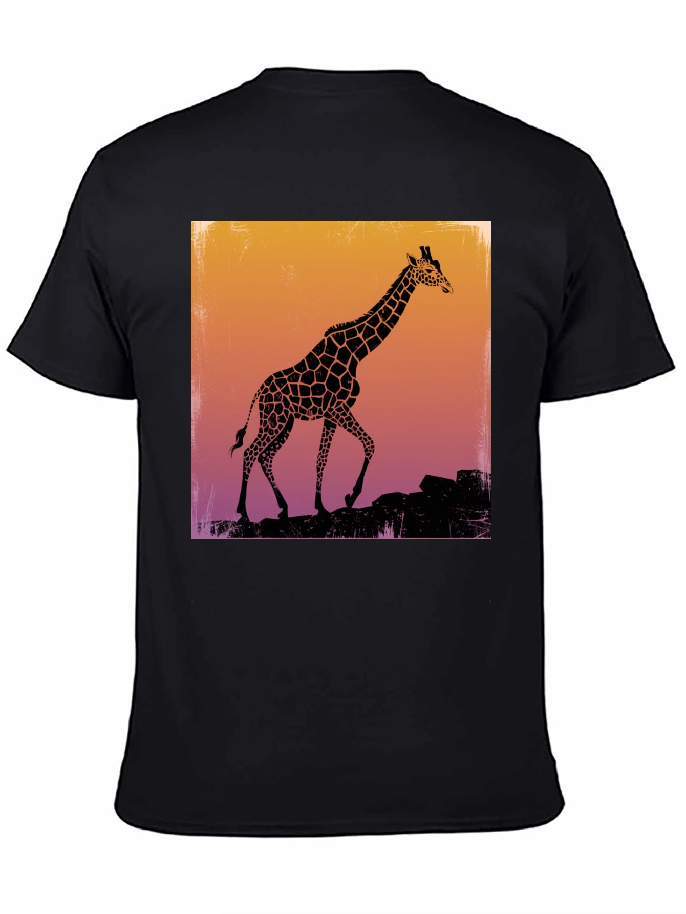 Giraffe Silhouette Graphic Tee - Black